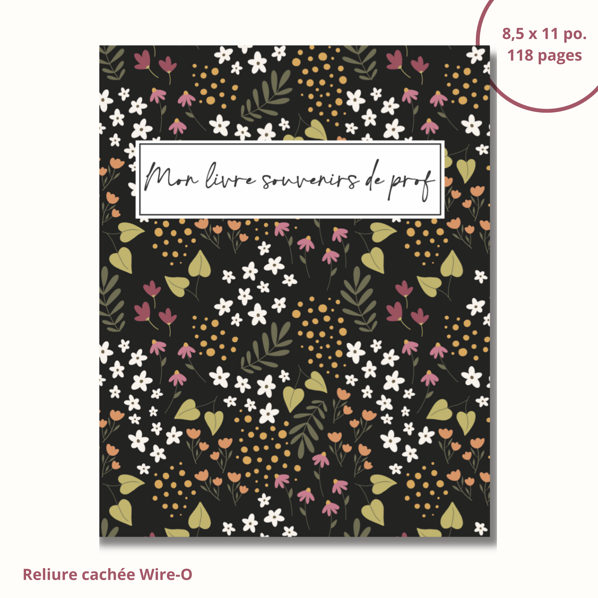 Livre souvenirs de prof (noir fleuri)