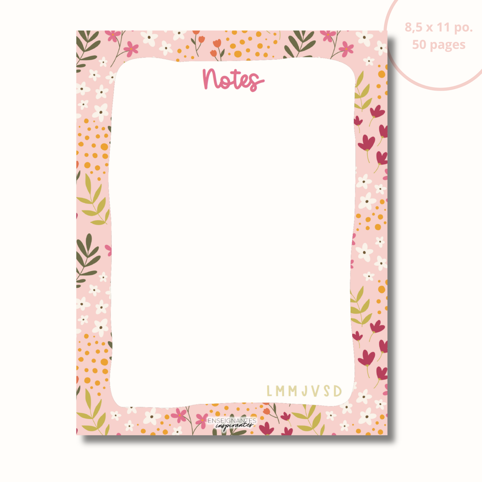 Bloc-note - Notes (rose fleurie)