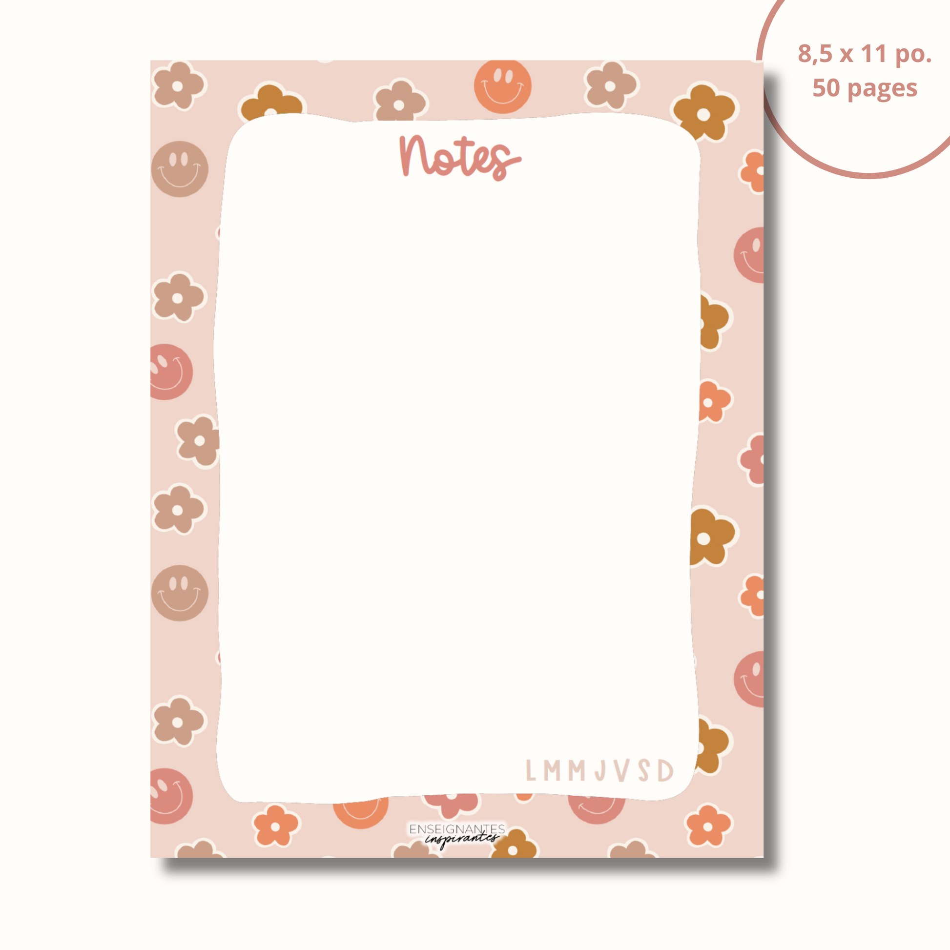 Bloc-note - Notes (sourires et fleurs neutres)