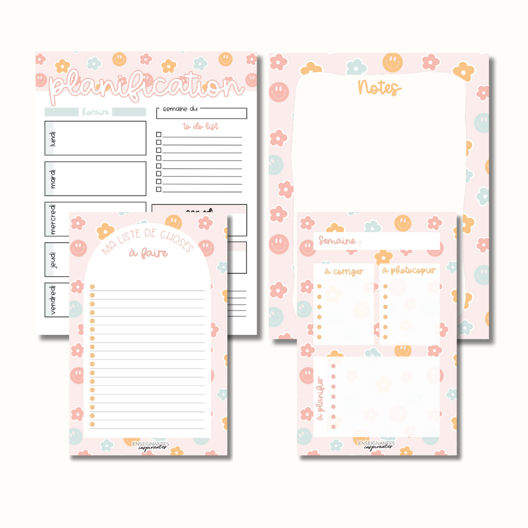 Planification parfaite (sourires et fleurs pastels)