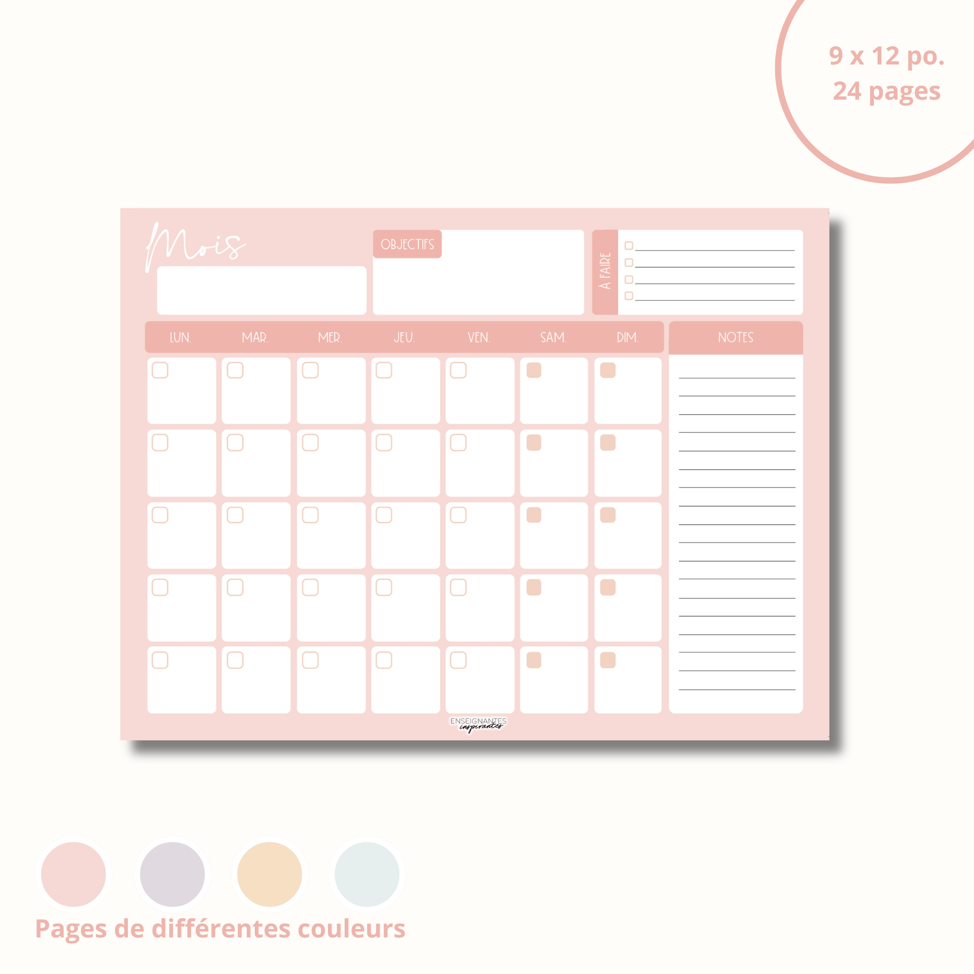 Bloc note - Calendrier perpétuel