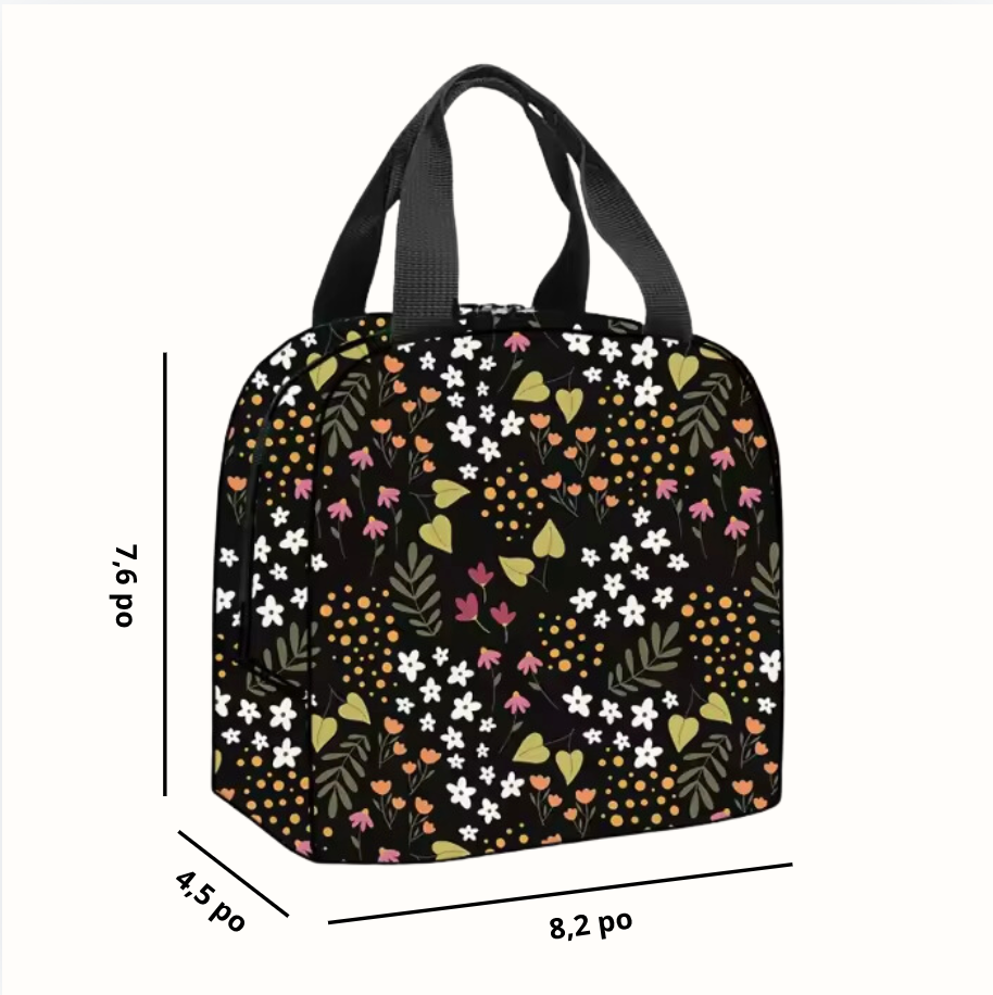 Boîte à lunch (noire fleurie)