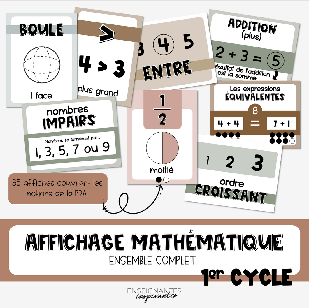 Affiches mathématiques 1er cycle (minimaliste)