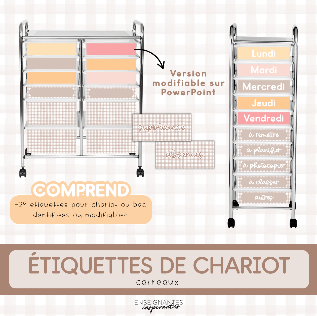 Étiquettes pour chariot (carreaux)