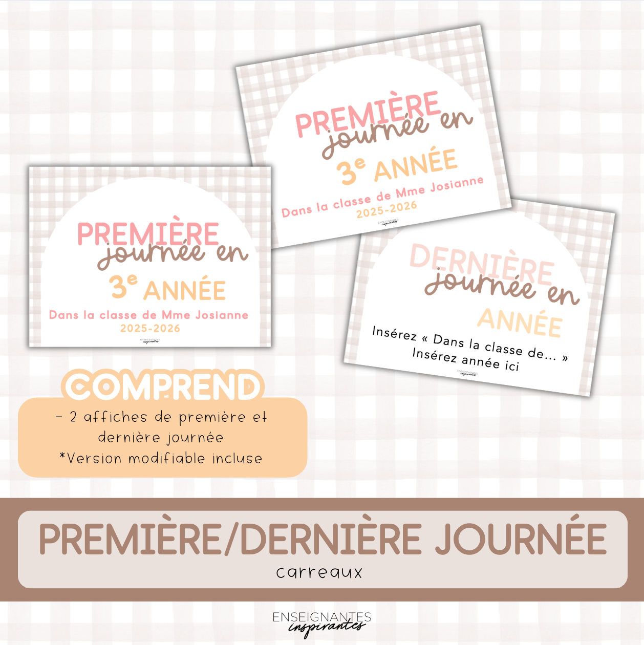 Affiche « Ma première/dernière journée en...» (carreaux)