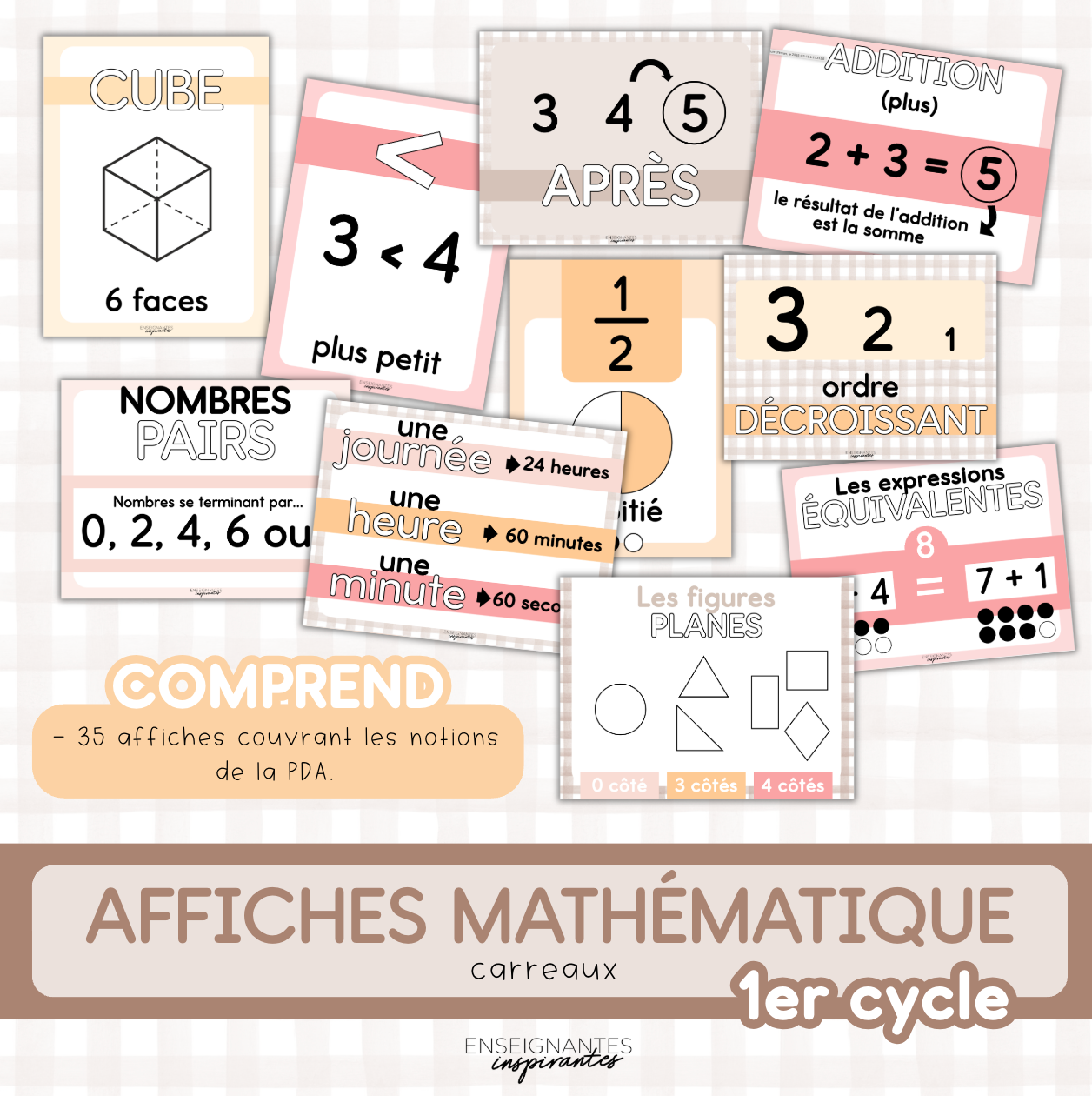 Affiches mathématiques 1er cycle (carreaux)