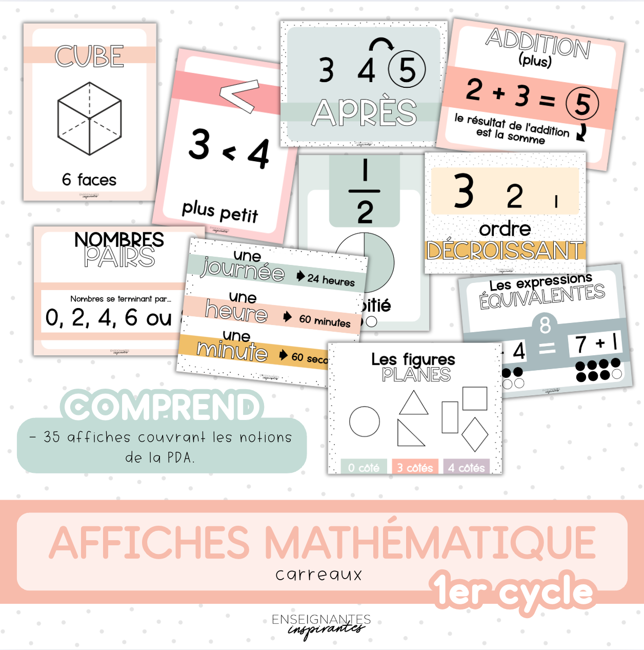 Affiches mathématiques 1er cycle (pois doux)