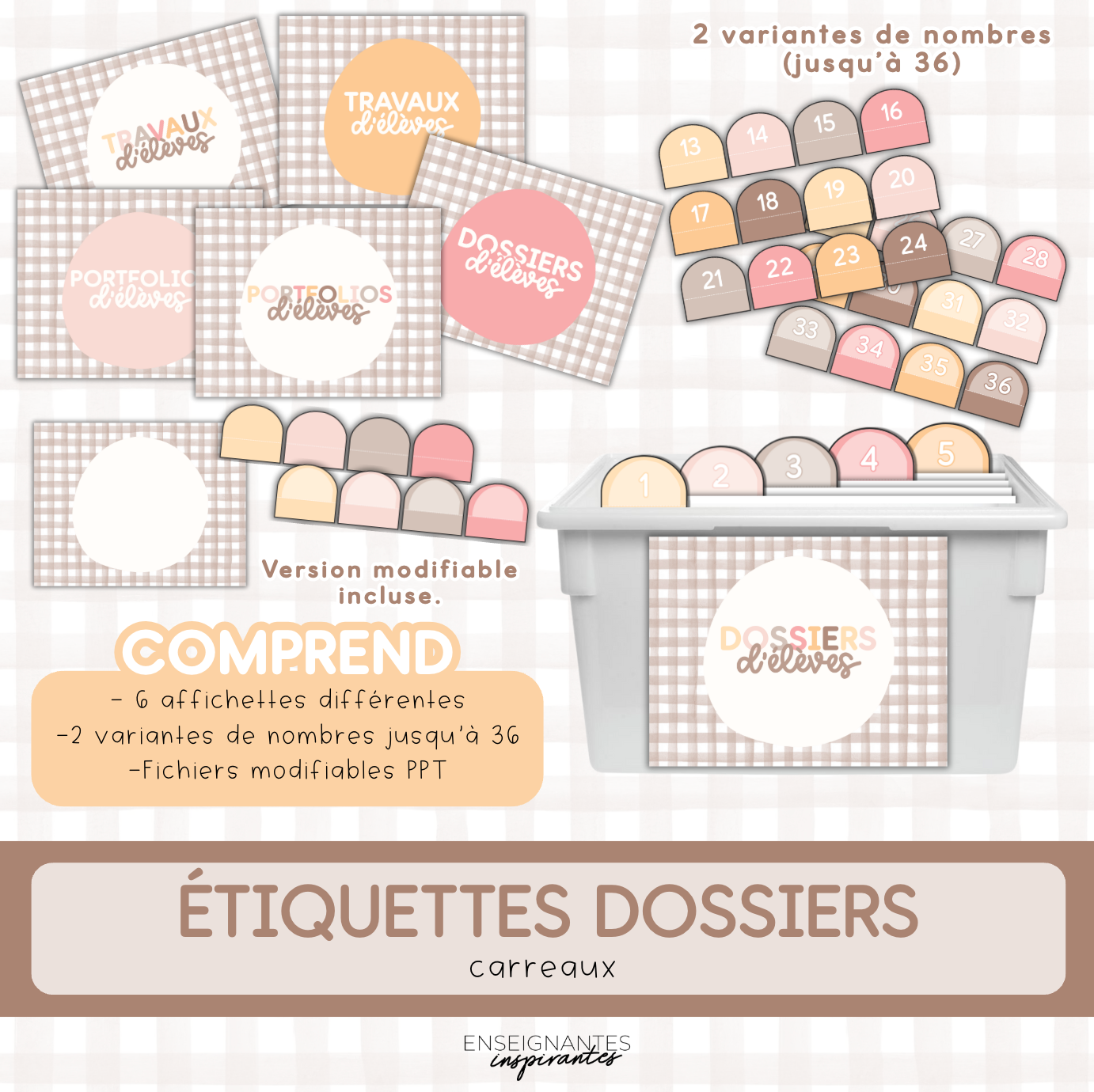Étiquettes dossiers (carreaux)
