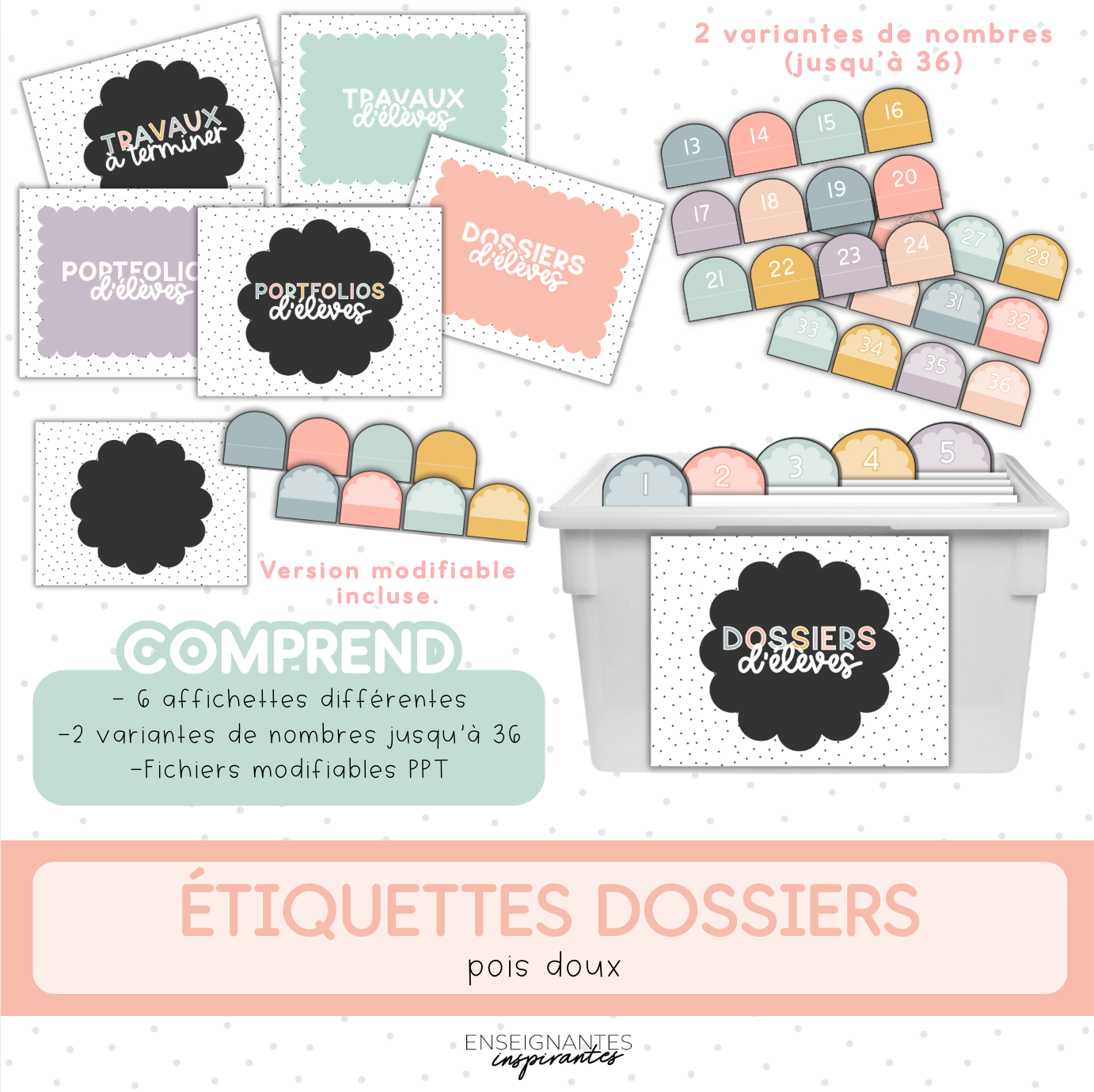 Étiquettes dossiers (pois doux)