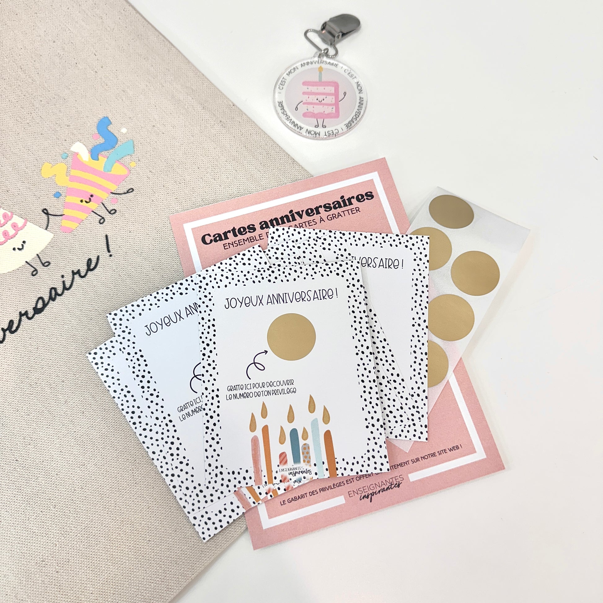 Ensemble de 10 cartes à gratter d’anniversaire (chandelles)