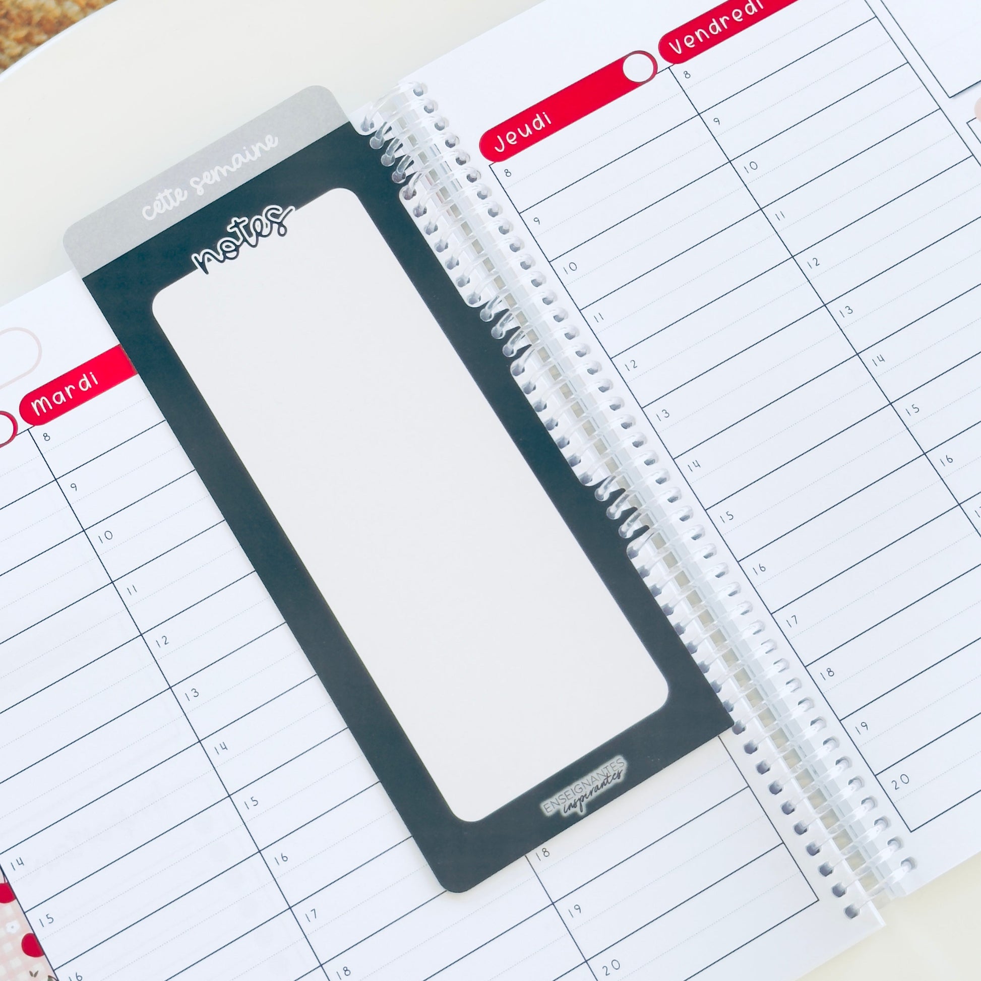 Insert à onglet effaçable pour agenda (Noir)