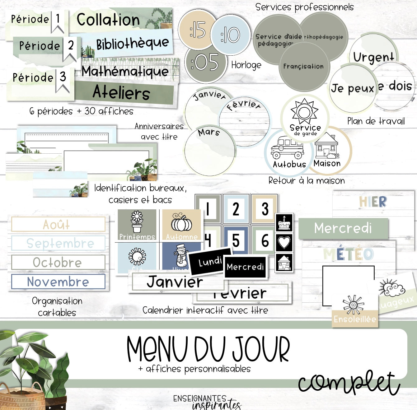 Menu du jour NUMÉRIQUE complet (plantes)