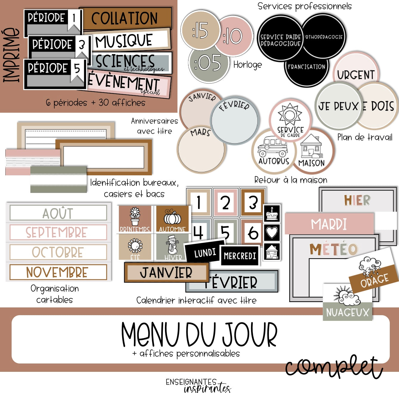 Menu du jour IMPRIMÉ (minimaliste)