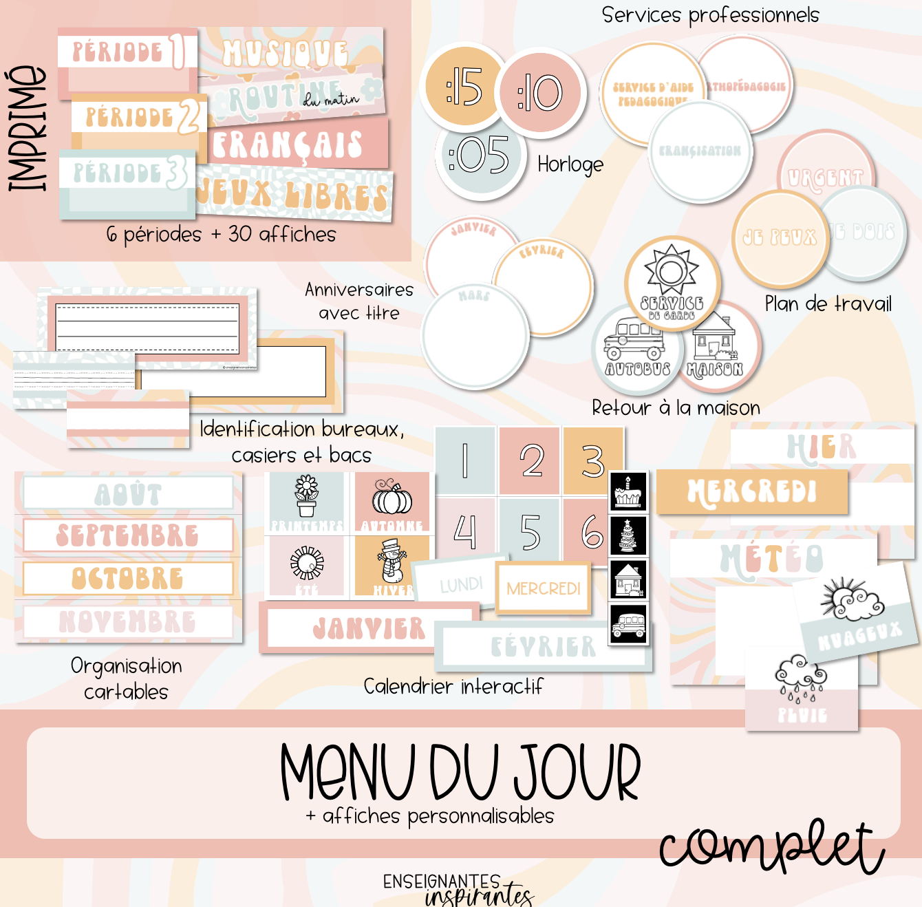 Menu du jour IMPRIMÉ (groovy)