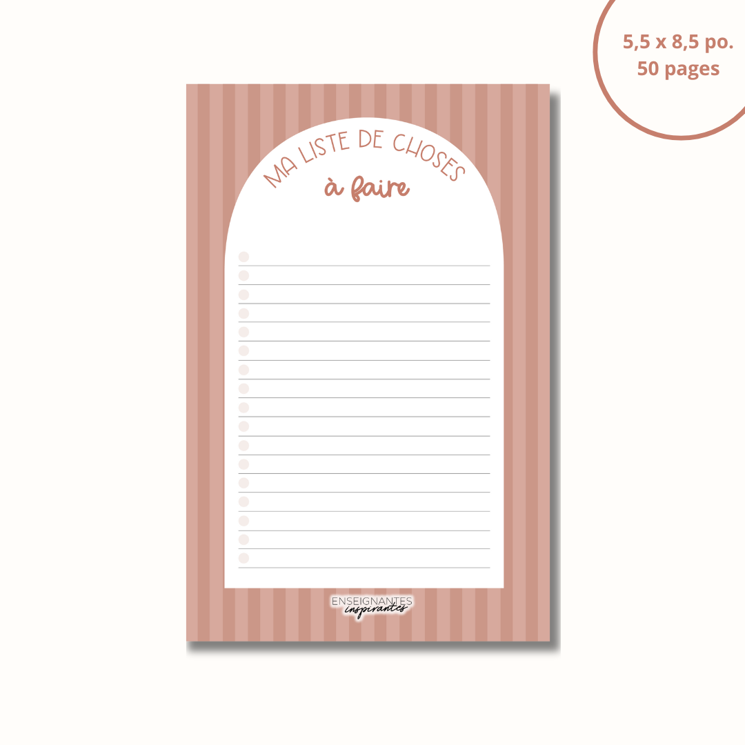 Bloc-note - Ma liste de choses à faire (Line Art-Agenda)