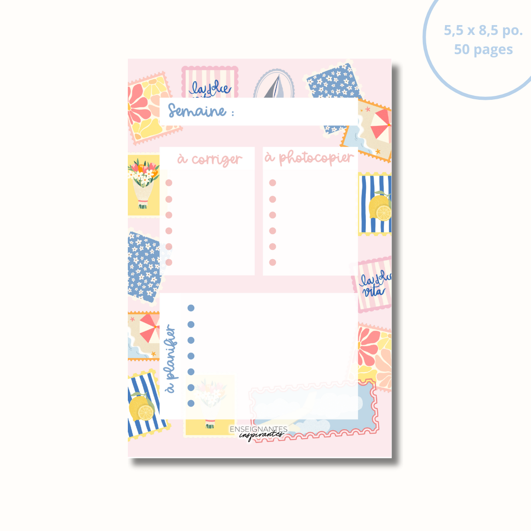 Bloc-note - Planification de prof (Voyage)