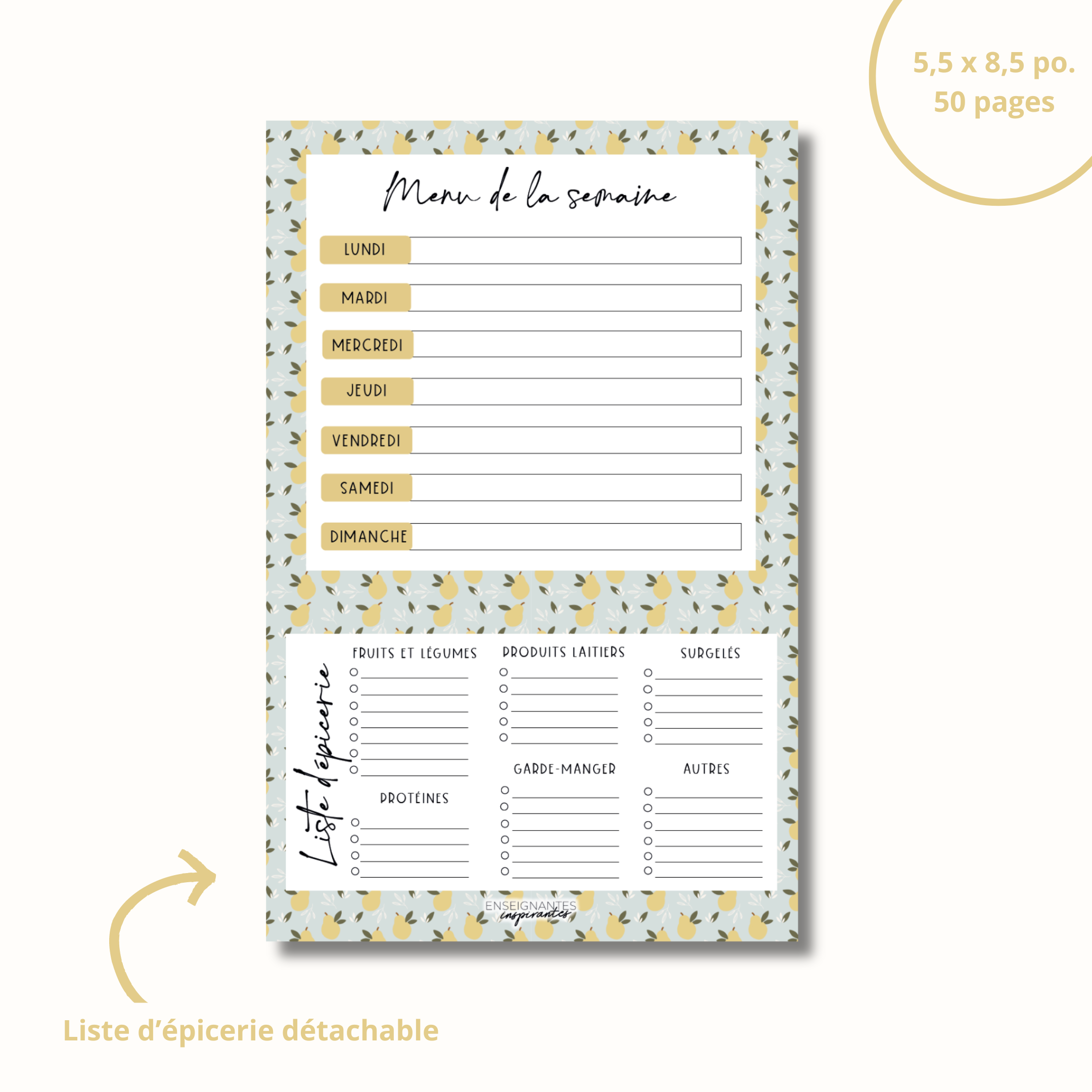 Image of Bloc-note - menu/épicerie (poire)