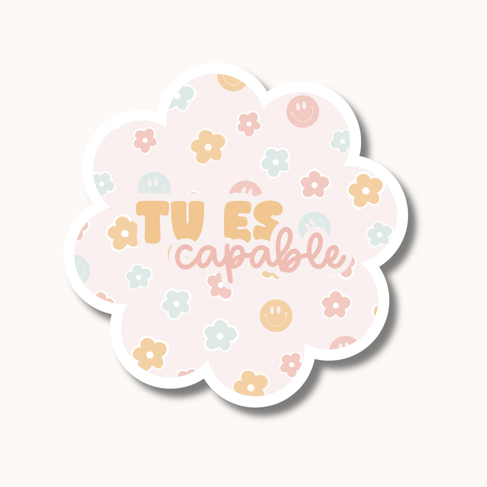 Autocollant (sourires et fleurs pastels)