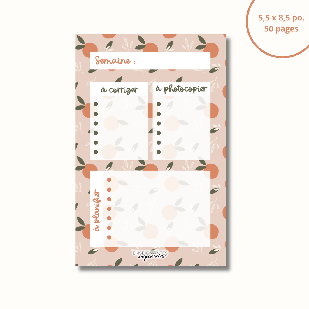 Notepad - menu/grocery store (clementines)