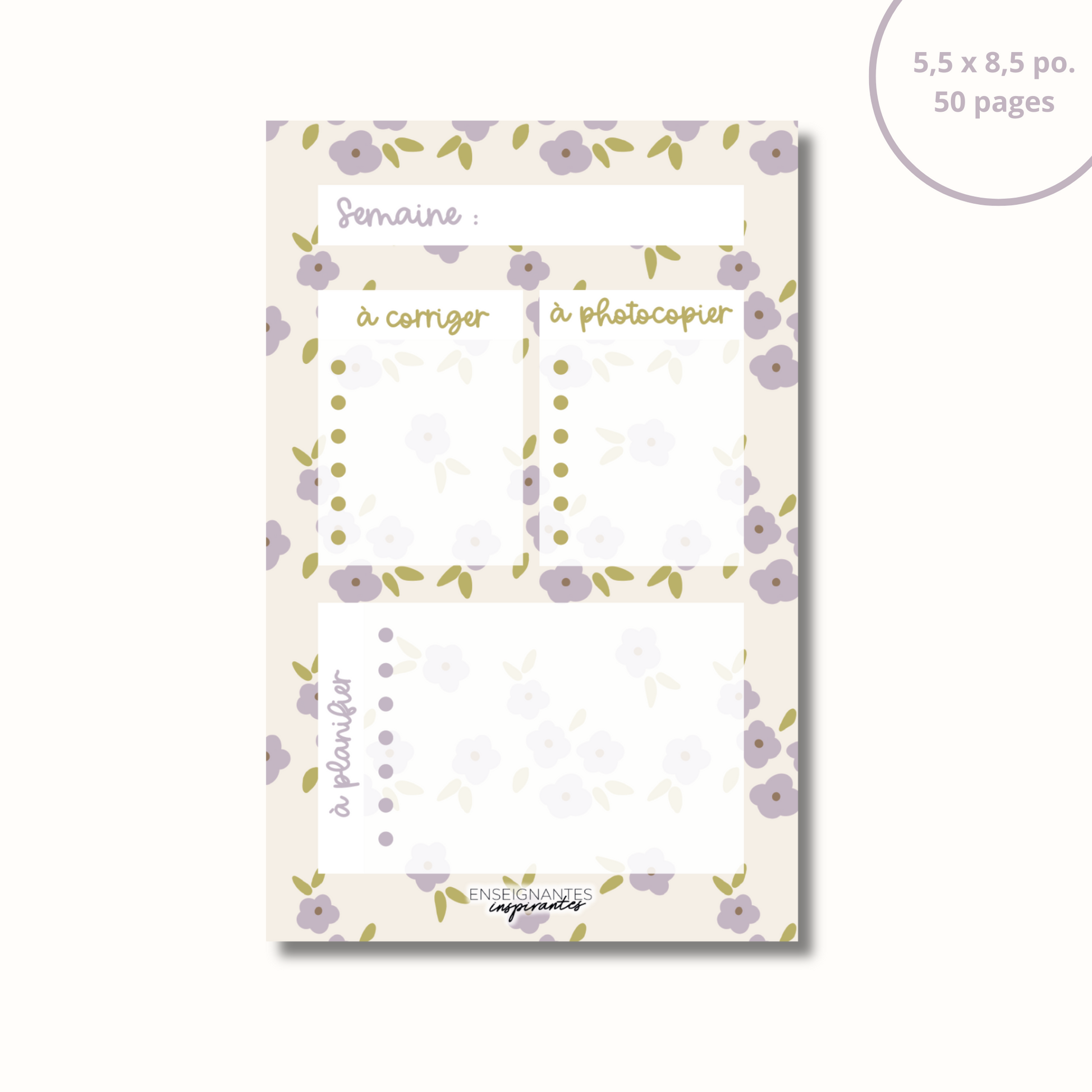 Bloc-note - Planification de prof (Lavande)