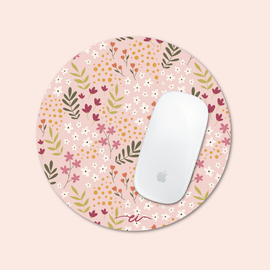 Tapis de souris (rose fleuri)