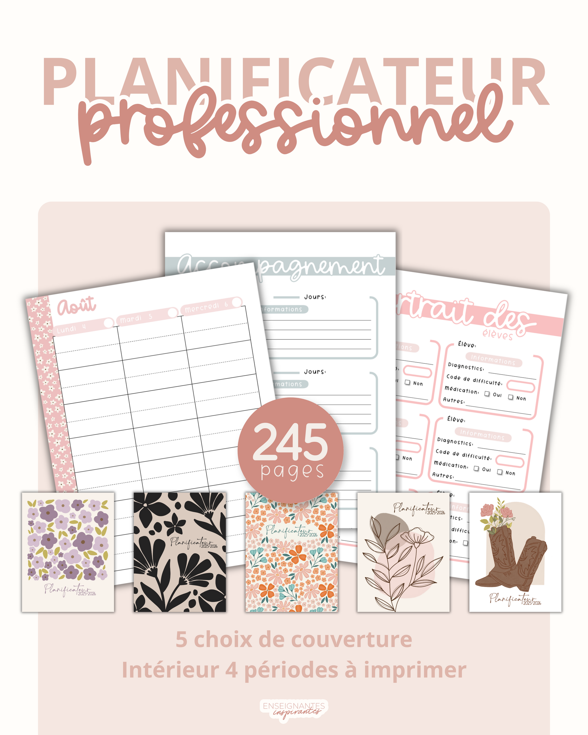 Planificateurs PDF (professionnel) 2025-2026