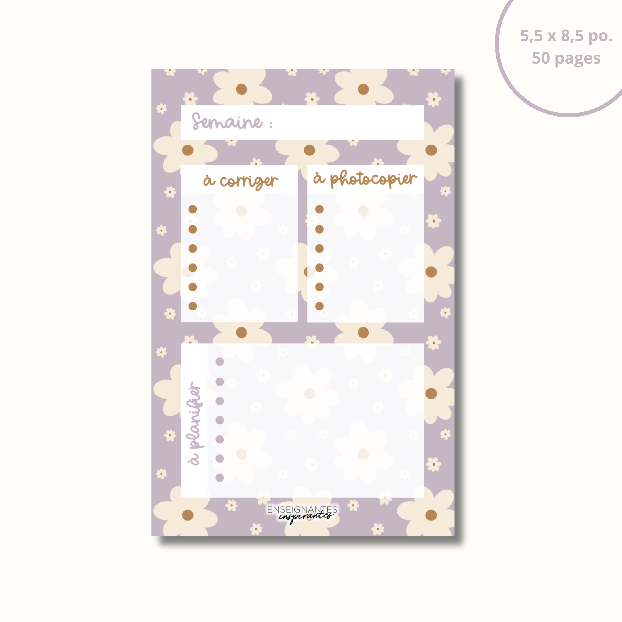 Image of Bloc-note - Planification de prof (Marguerites lilas)