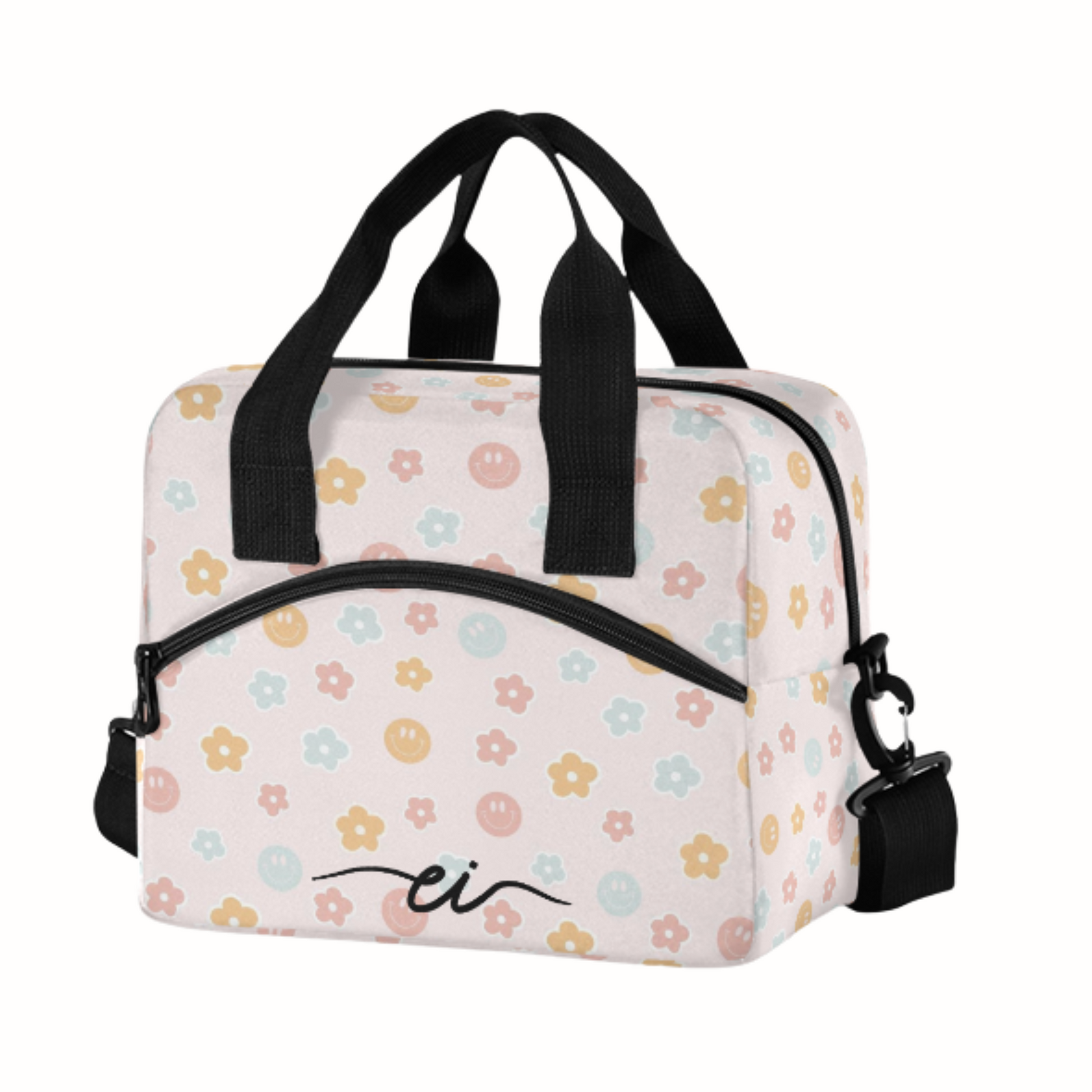 Boîte à lunch XL (sourires et fleurs pastels)