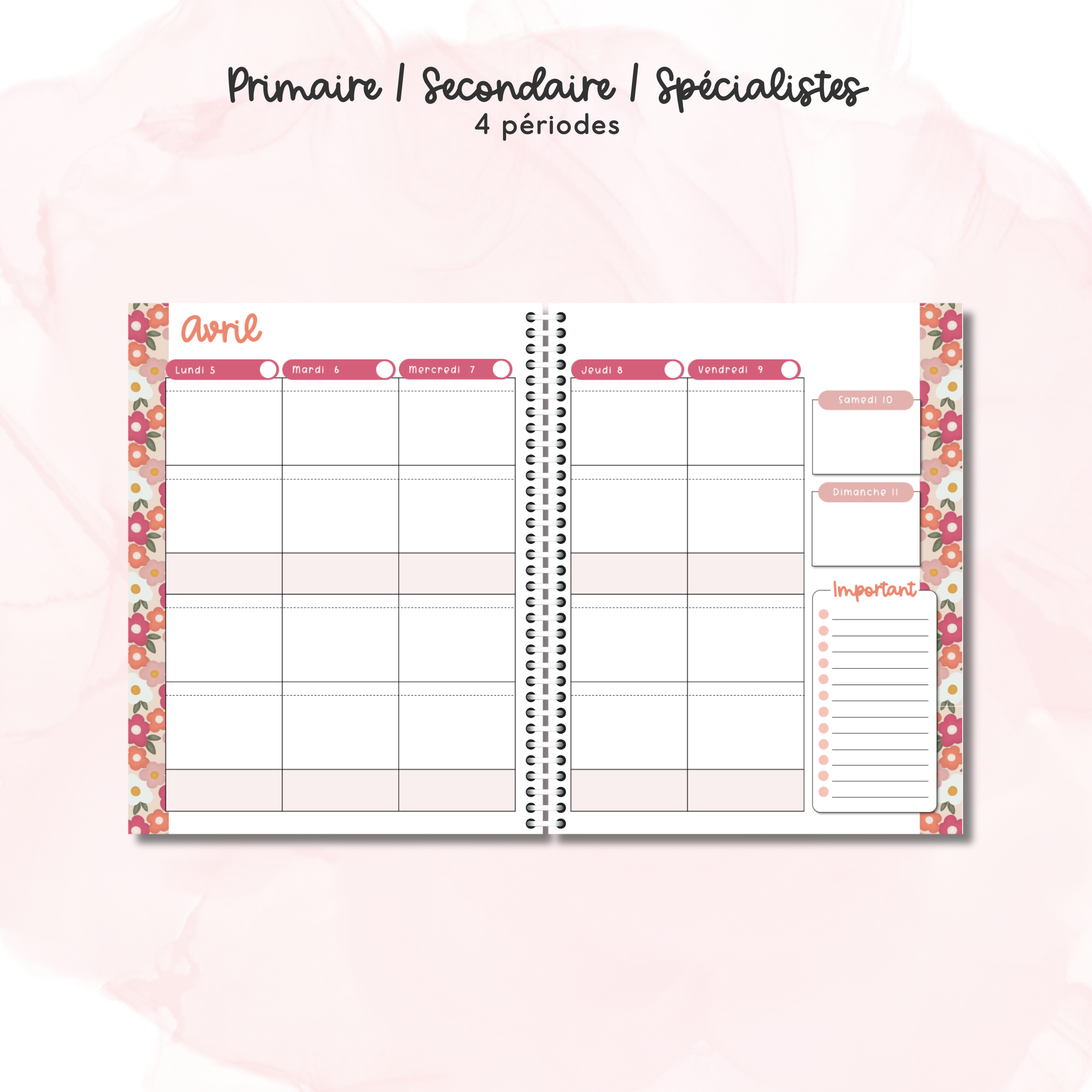 Image of Planificateurs pour enseignant (4 périodes) 2026-2027