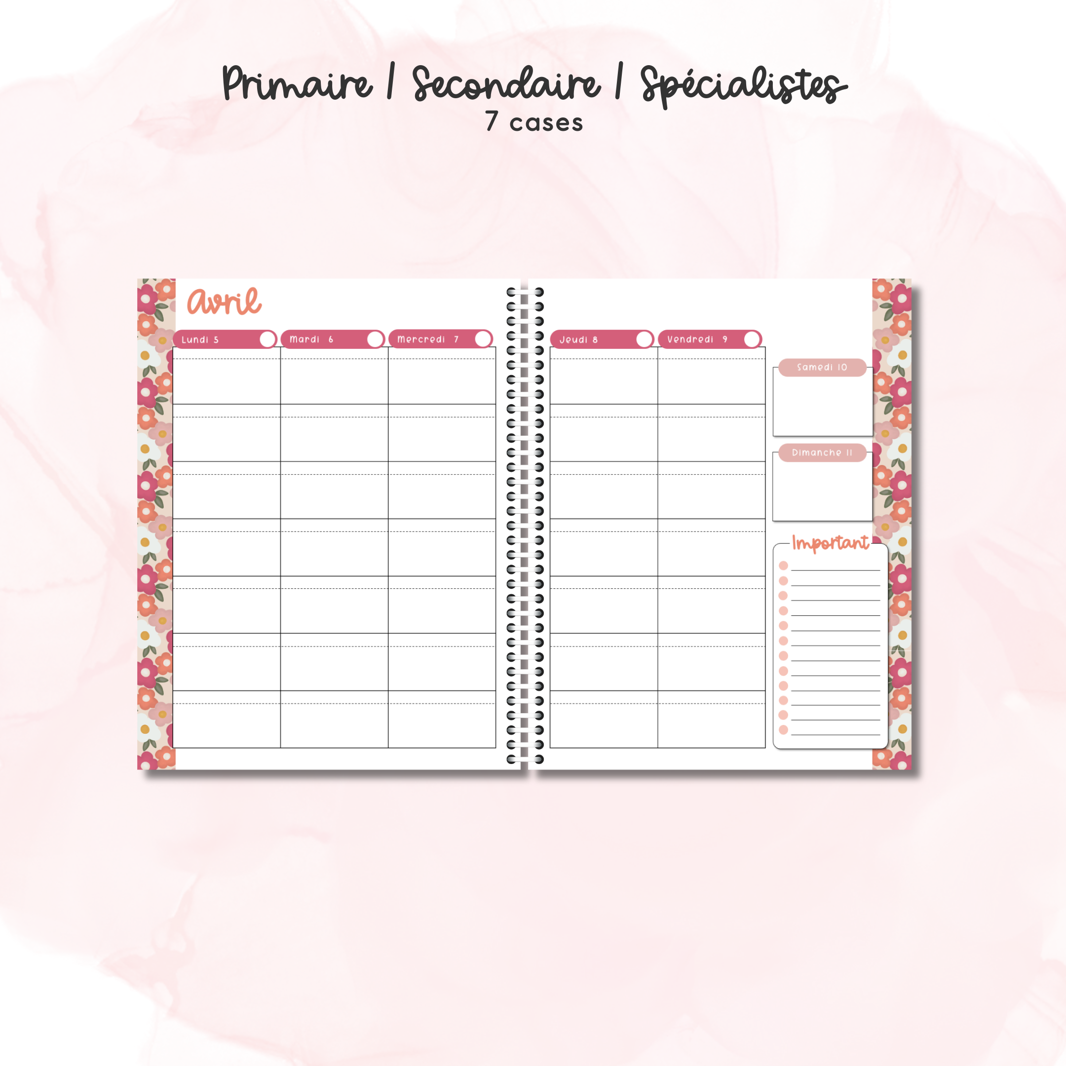 Image of Planificateurs pour enseignant (7 cases) 2026-2027