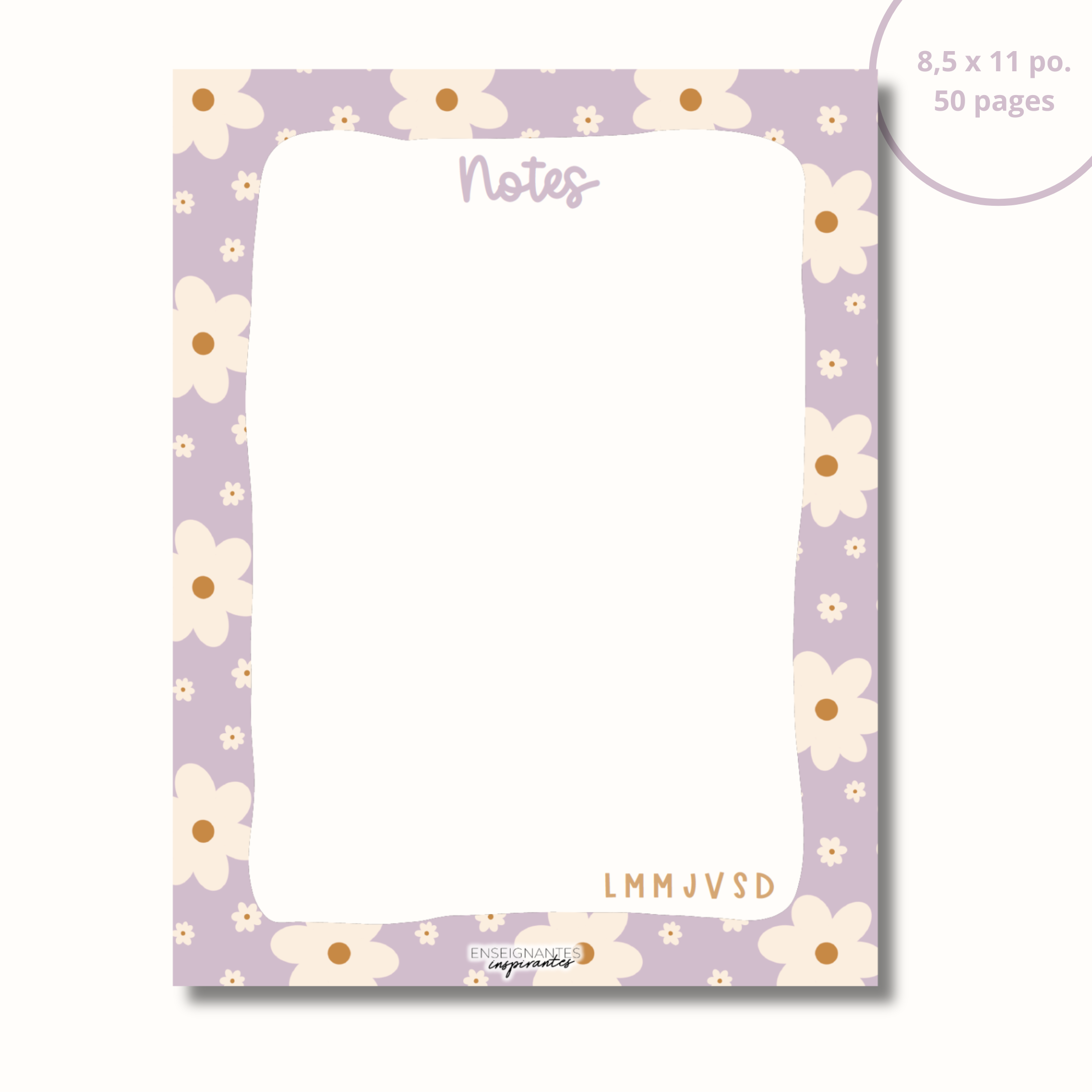 Image of Bloc-note - Notes (marguerites lilas)