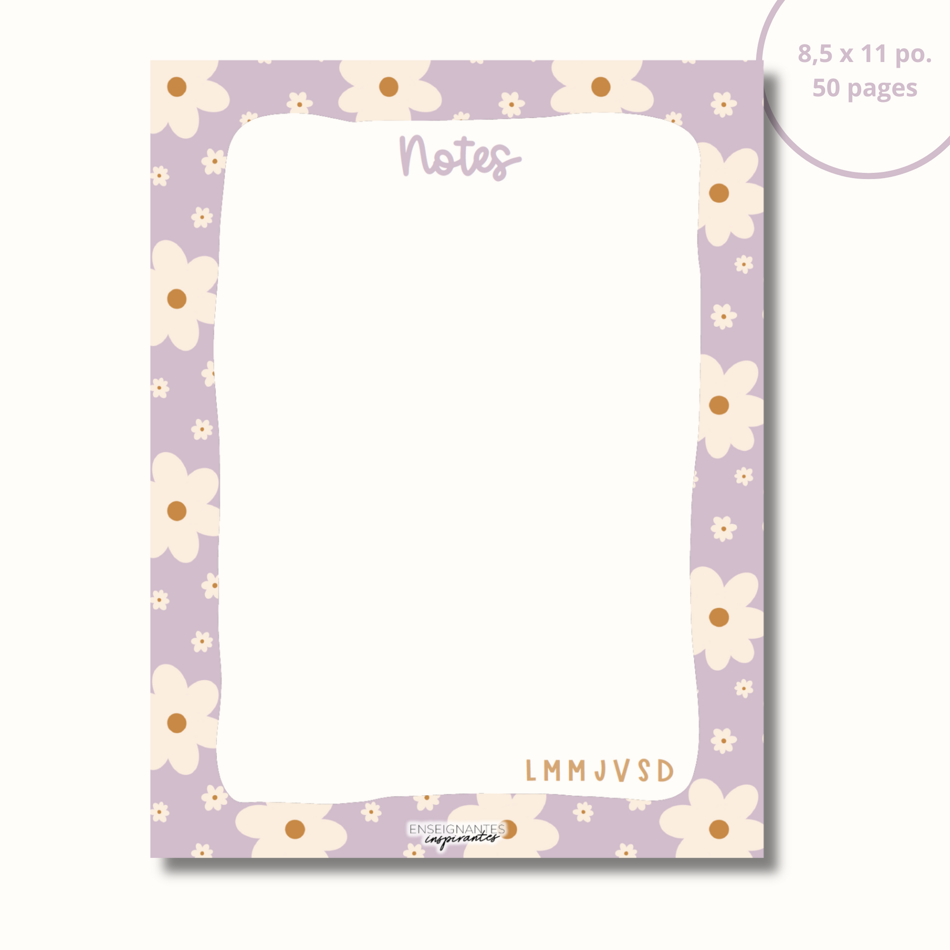 Bloc-note - Notes (marguerites lilas)