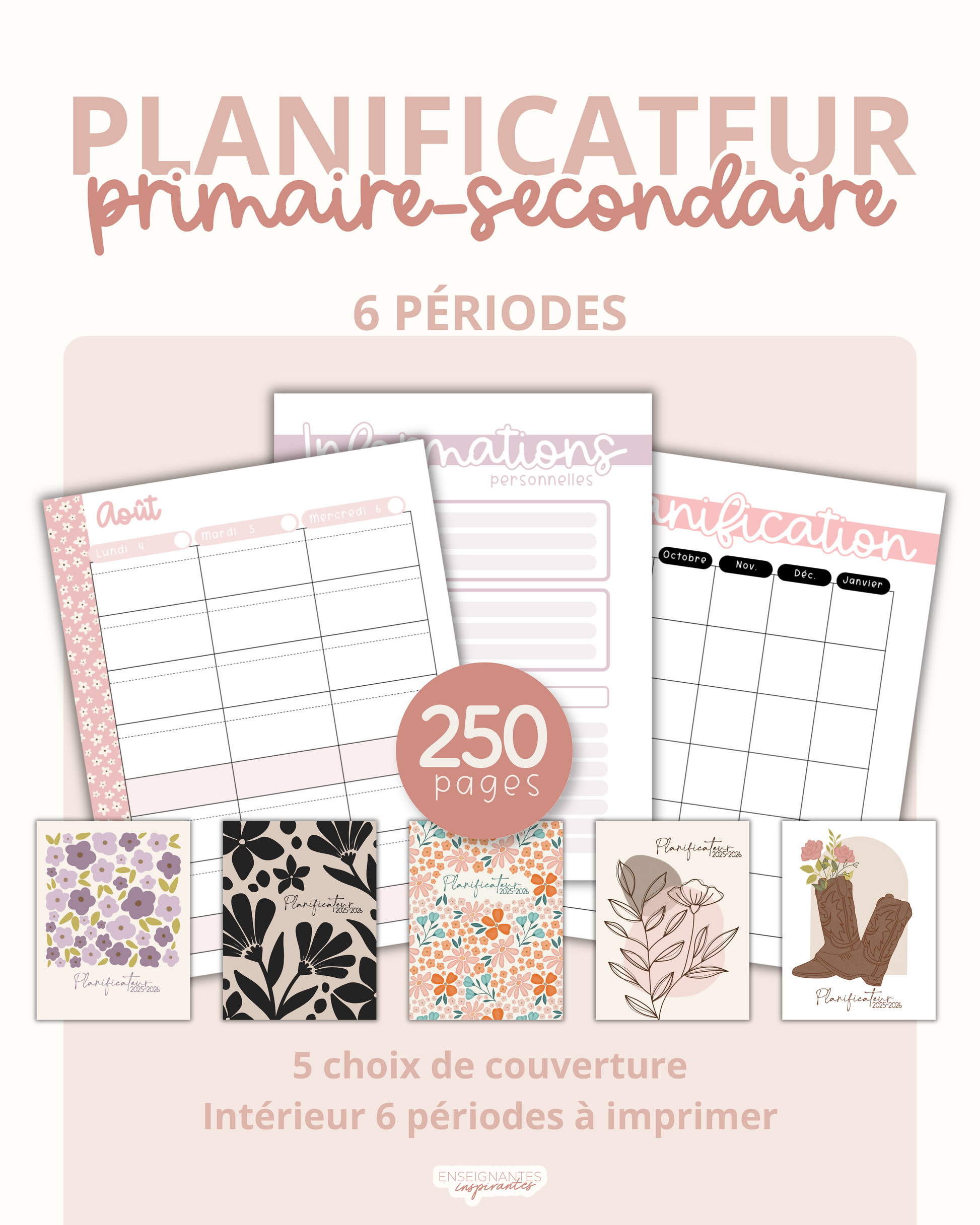Planificateurs PDF (6 périodes) 2025-2026
