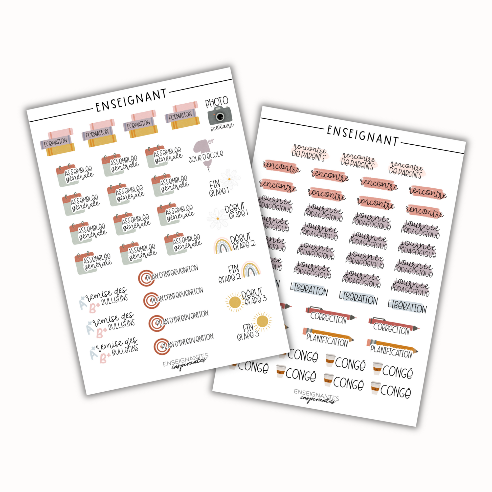 Feuilles autocollants (ensemble enseignants), 5x7 po.