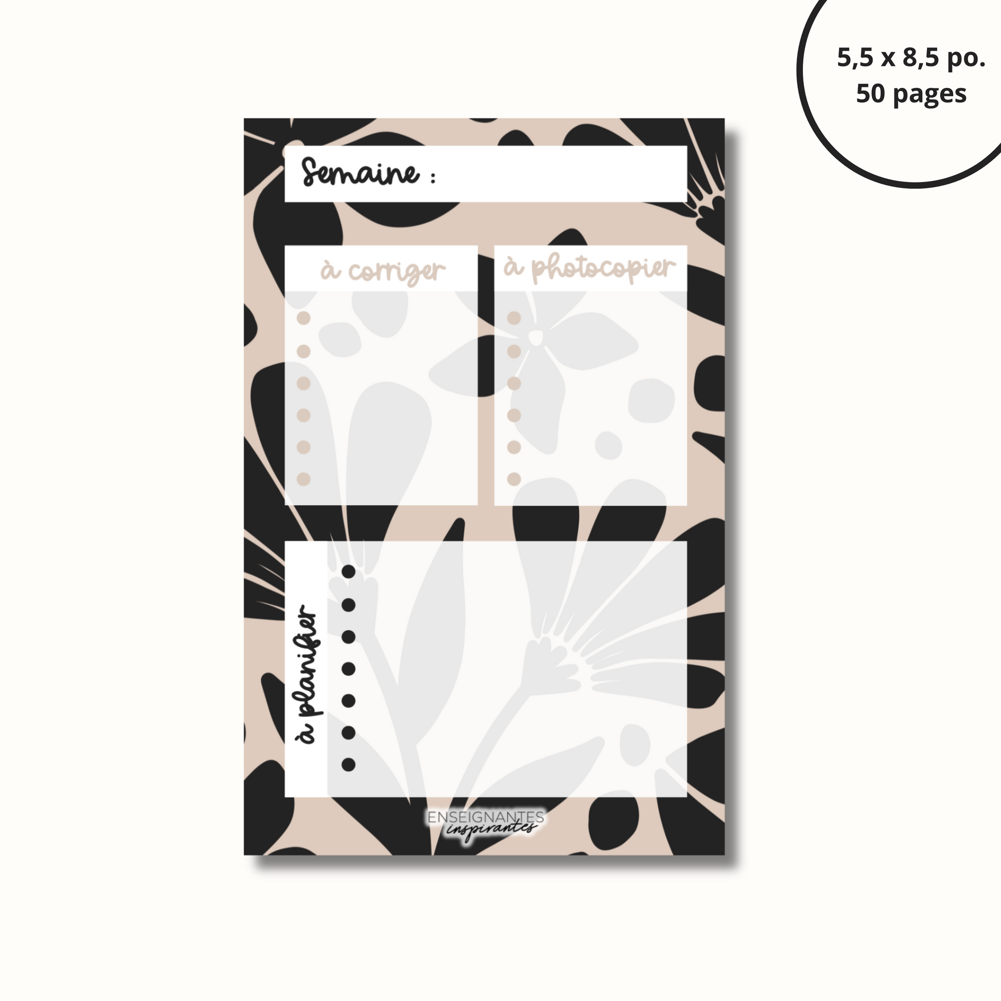 Bloc-note - Planification de prof (crème)