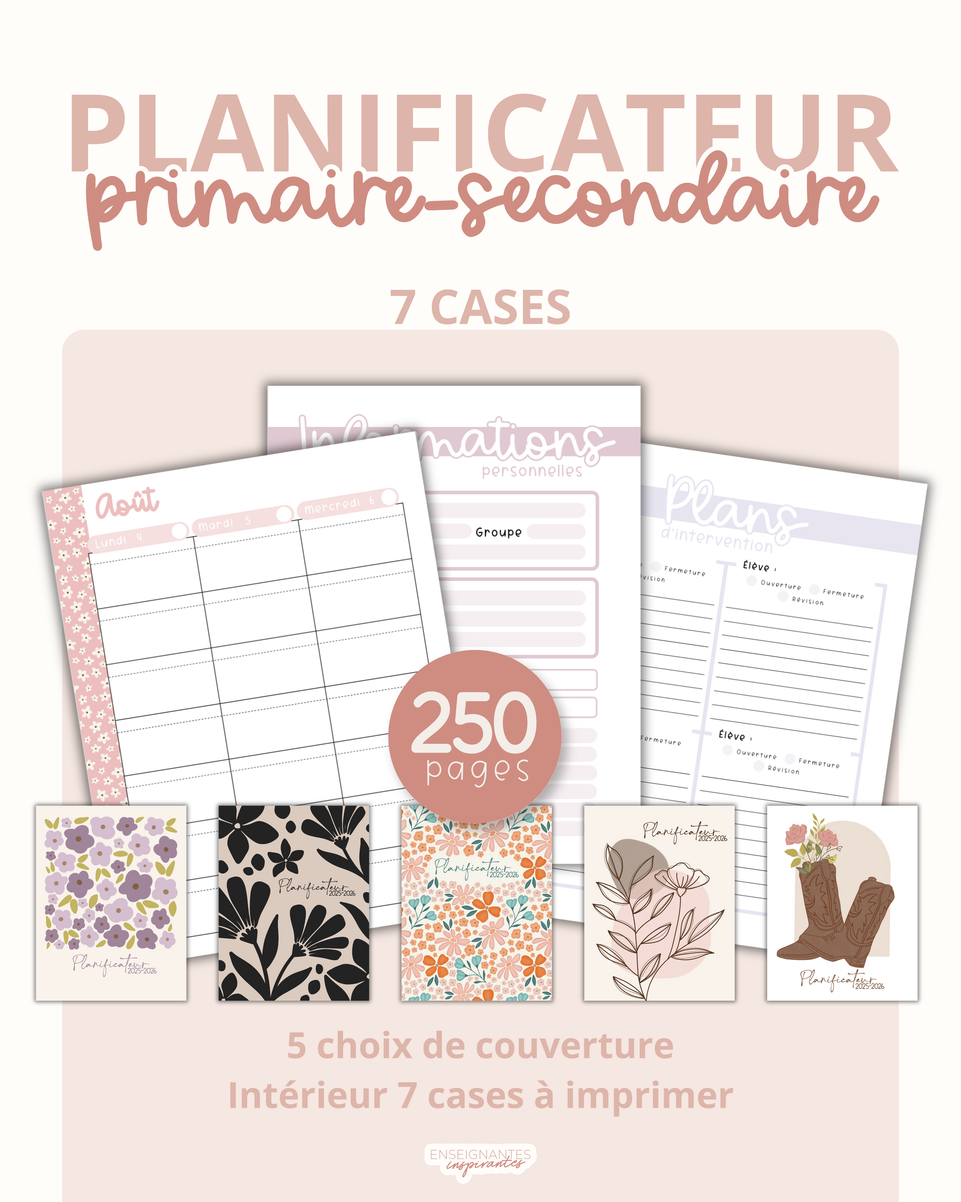 Planificateurs PDF (7 cases) 2025-2026