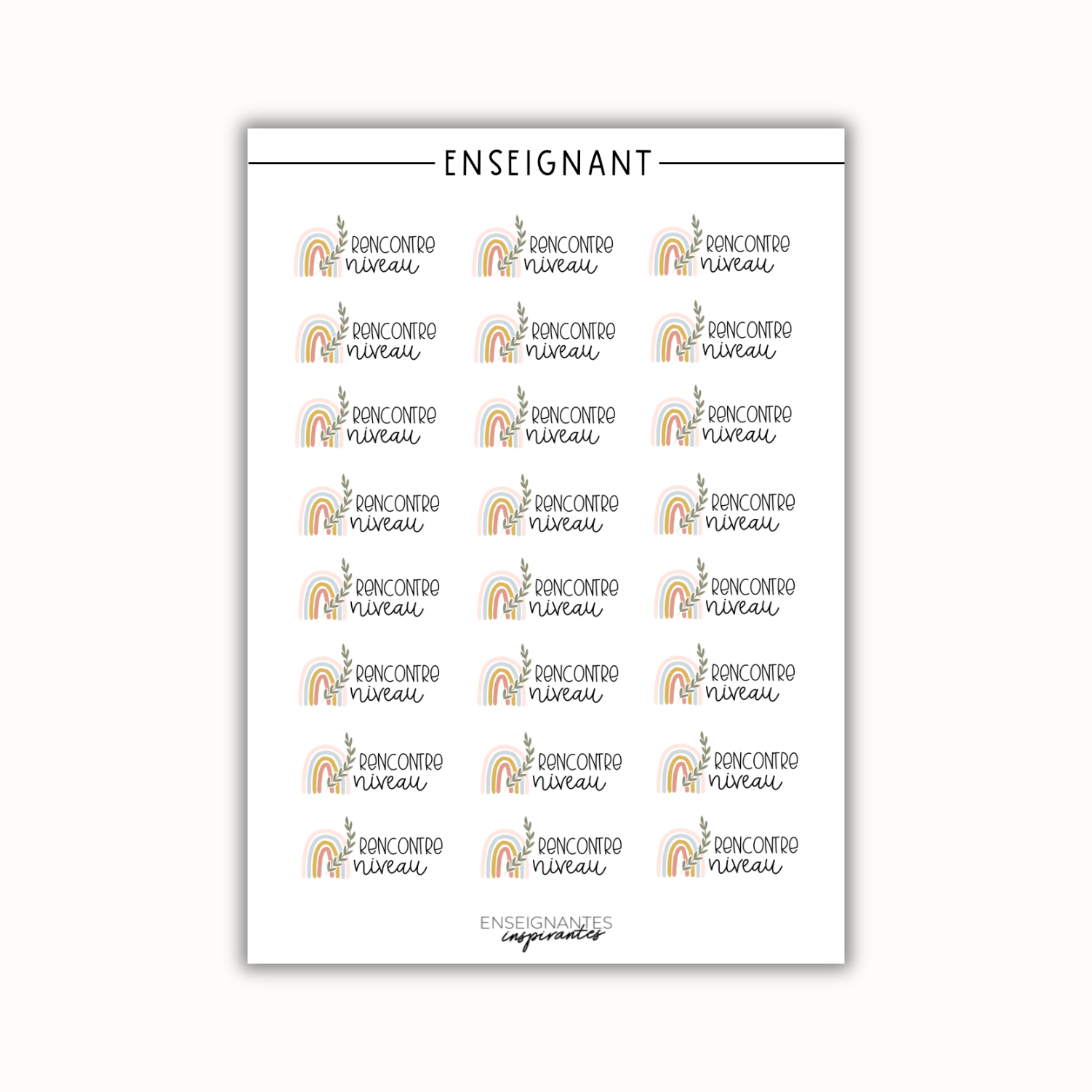 Image of Feuilles autocollants (Rencontres niveau), 5x7 po.