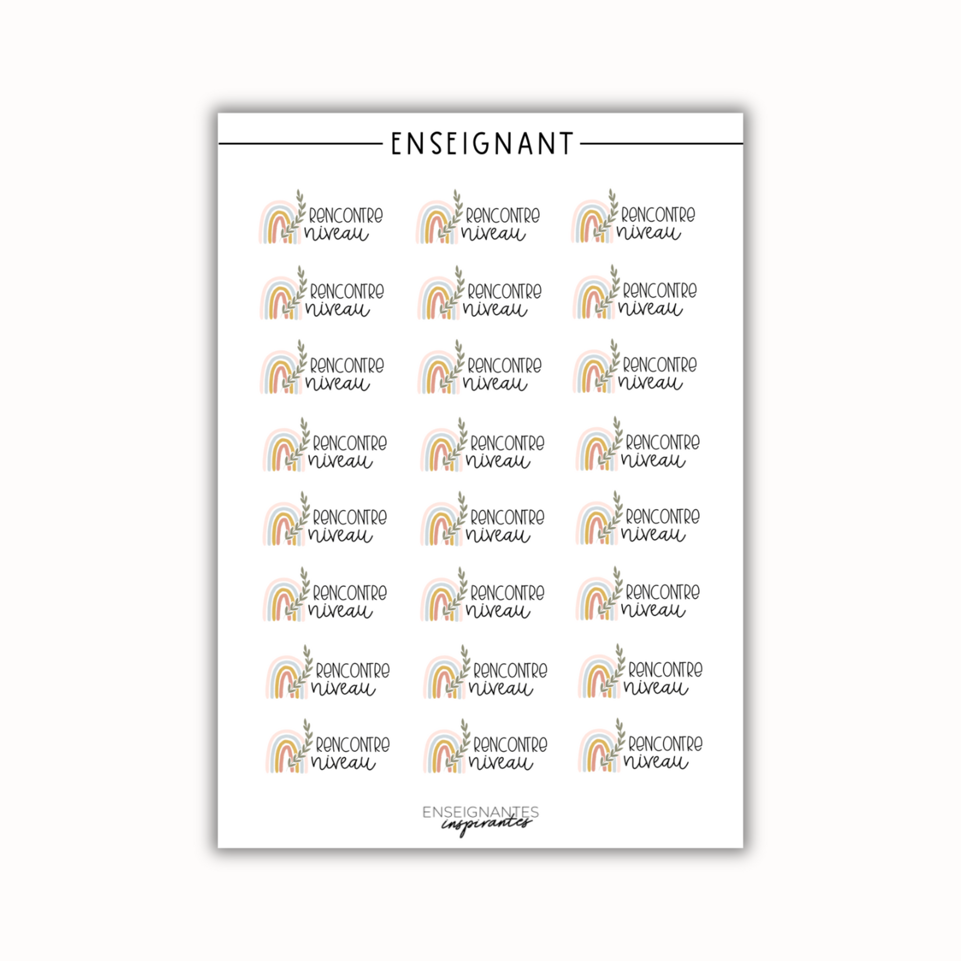 Feuilles autocollants (Rencontres niveau), 5x7 po.