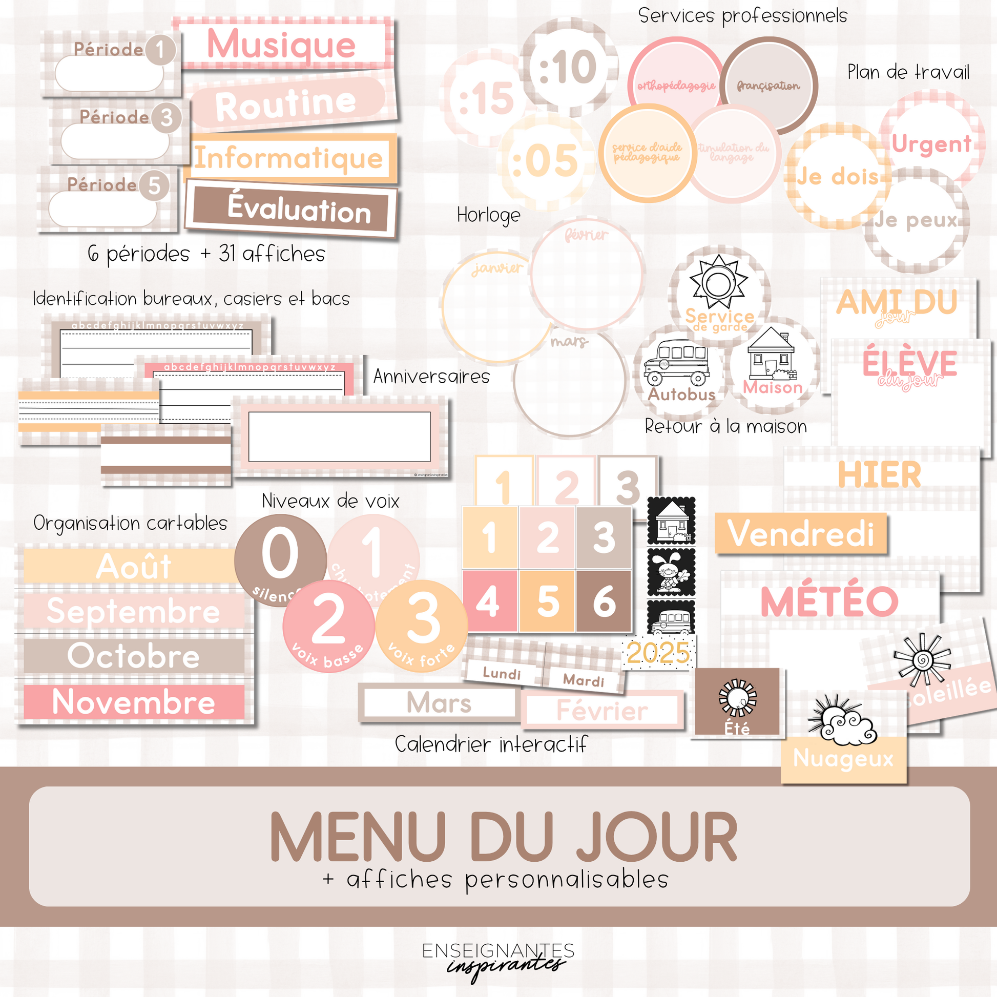 Menu du jour NUMÉRIQUE (carreaux)