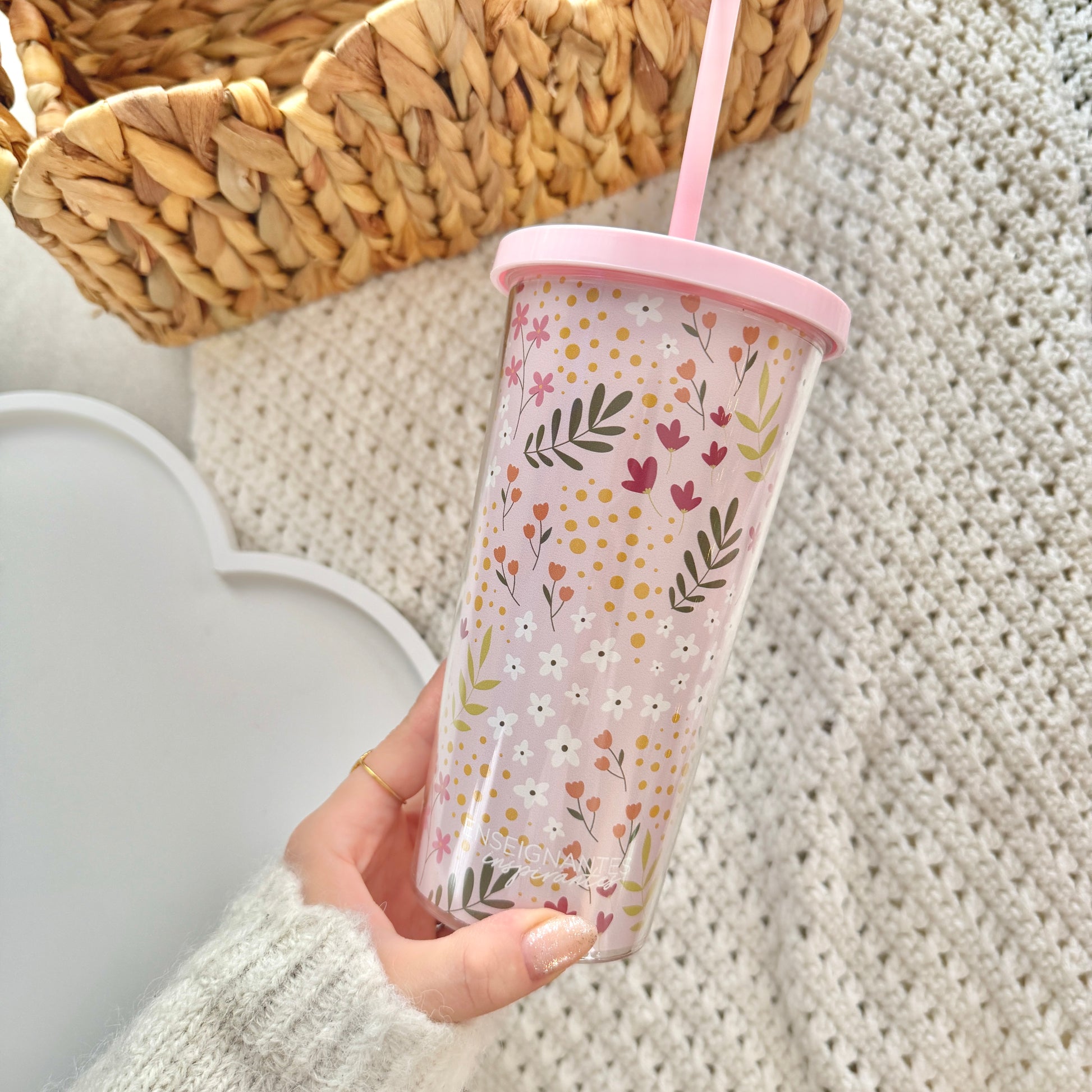 Verre double paroi (Rose fleuri)