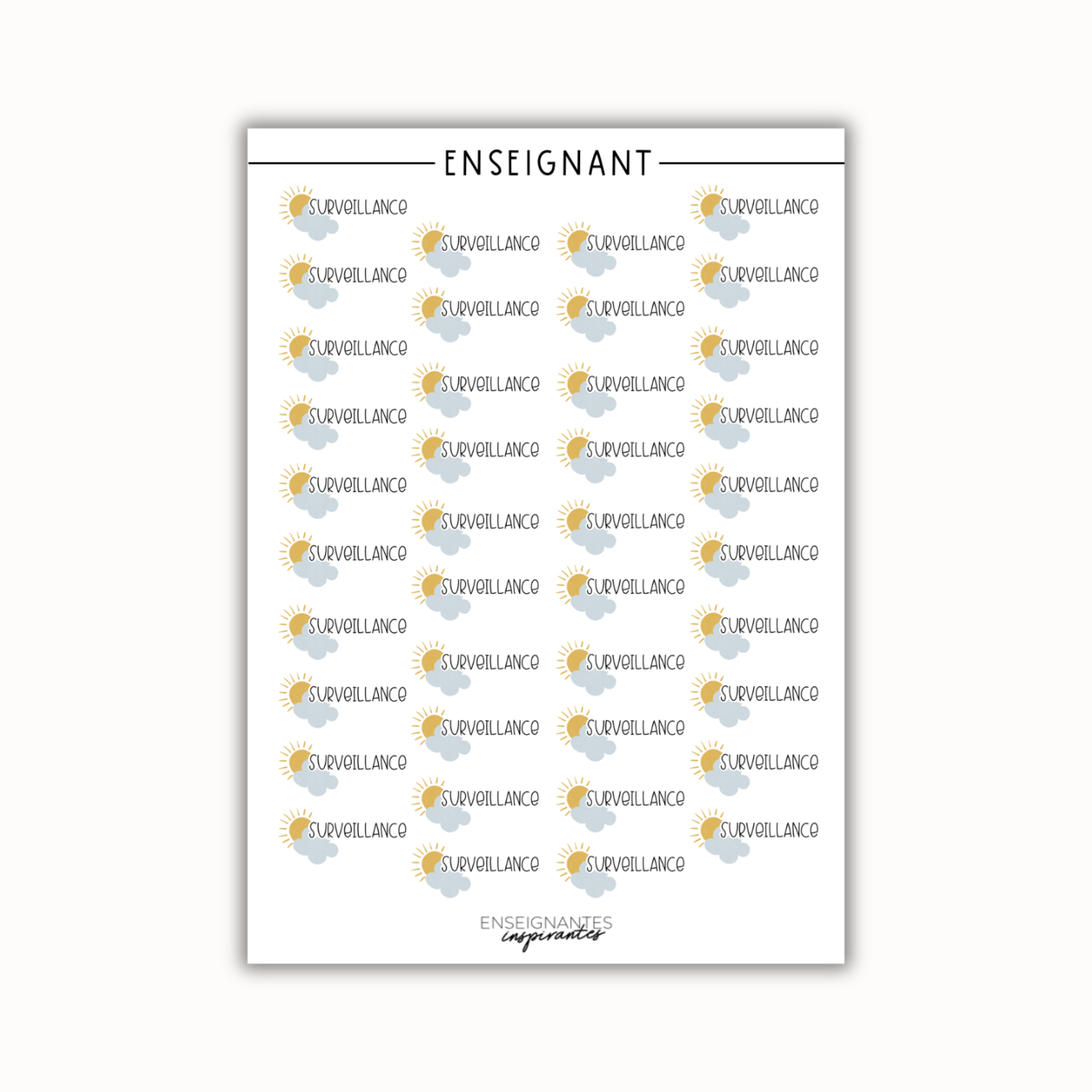 Image of Feuilles autocollants (surveillances), 5x7 po.