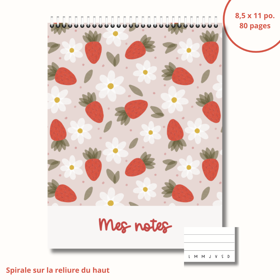 Cahier de notes (Fraises)