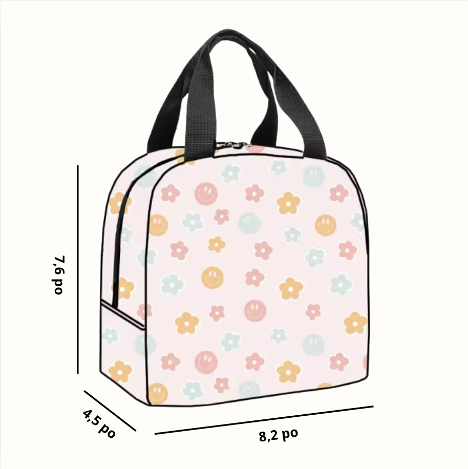 Boîte à lunch (sourires et fleurs pastels)