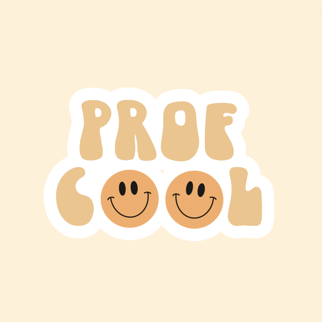 Autocollant transparent « prof cool »