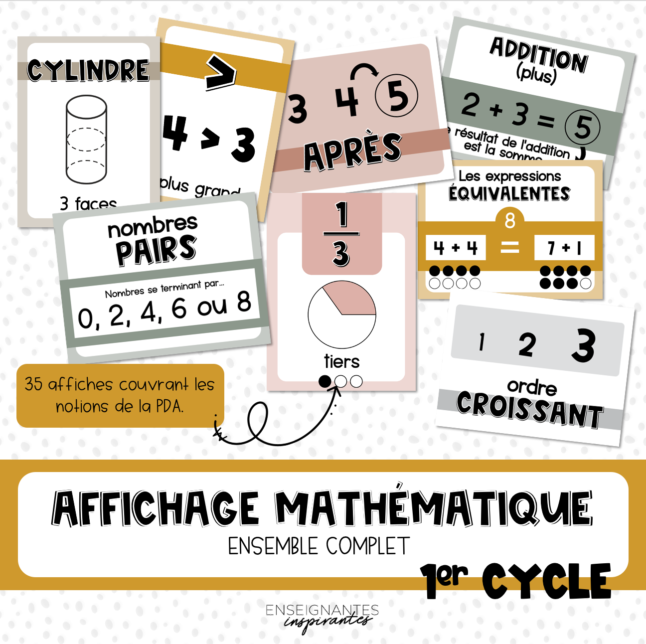 Included Cycle Math 1st cycle mathematics posters (polka dots) – Enseignantes Inspirantes