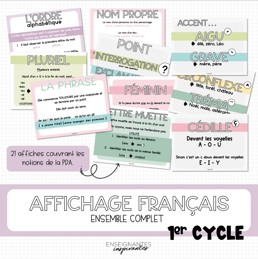 Affiches français 1er cycle (pastel)