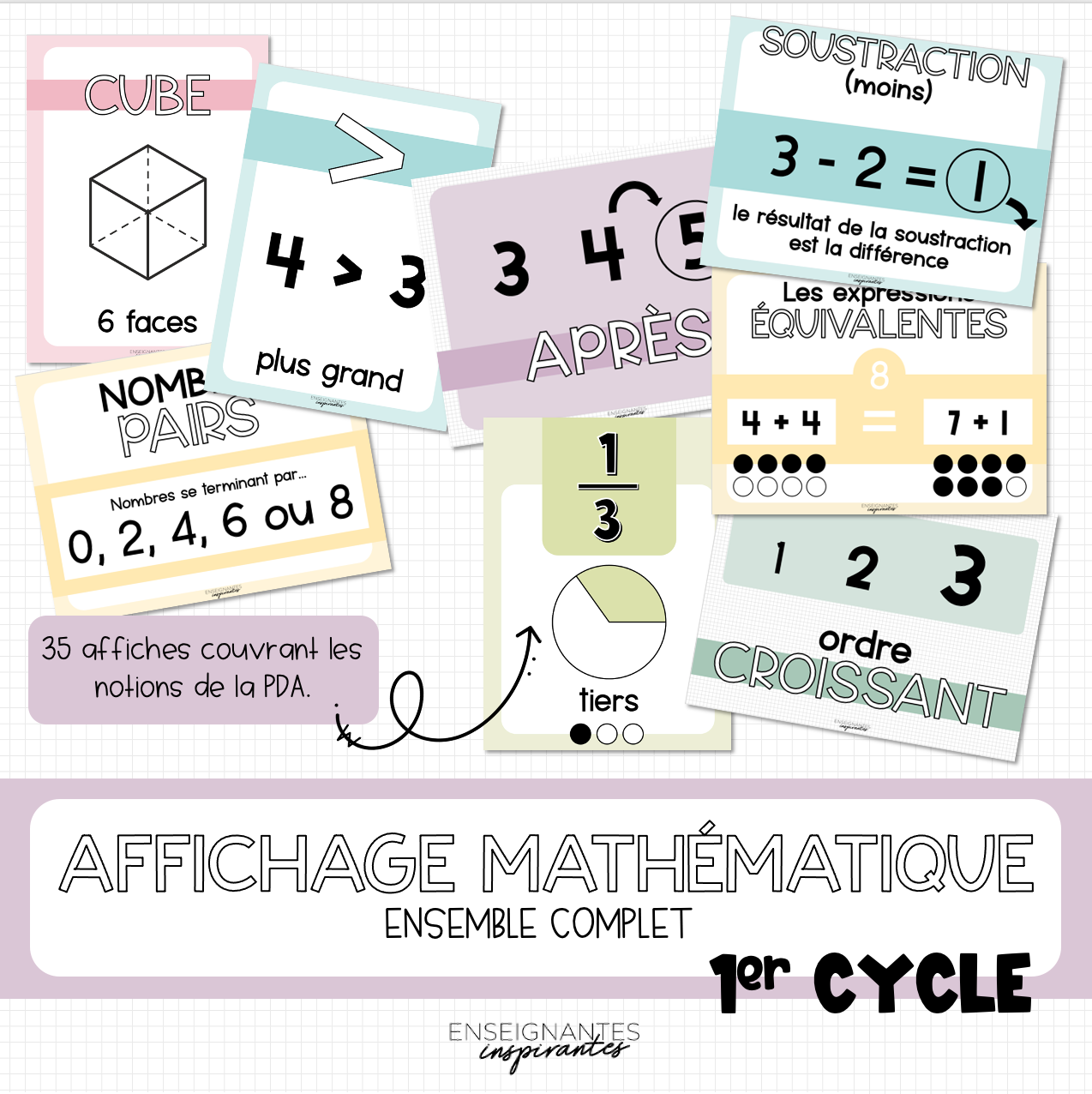 Affiches mathématiques 1er cycle (pastel)
