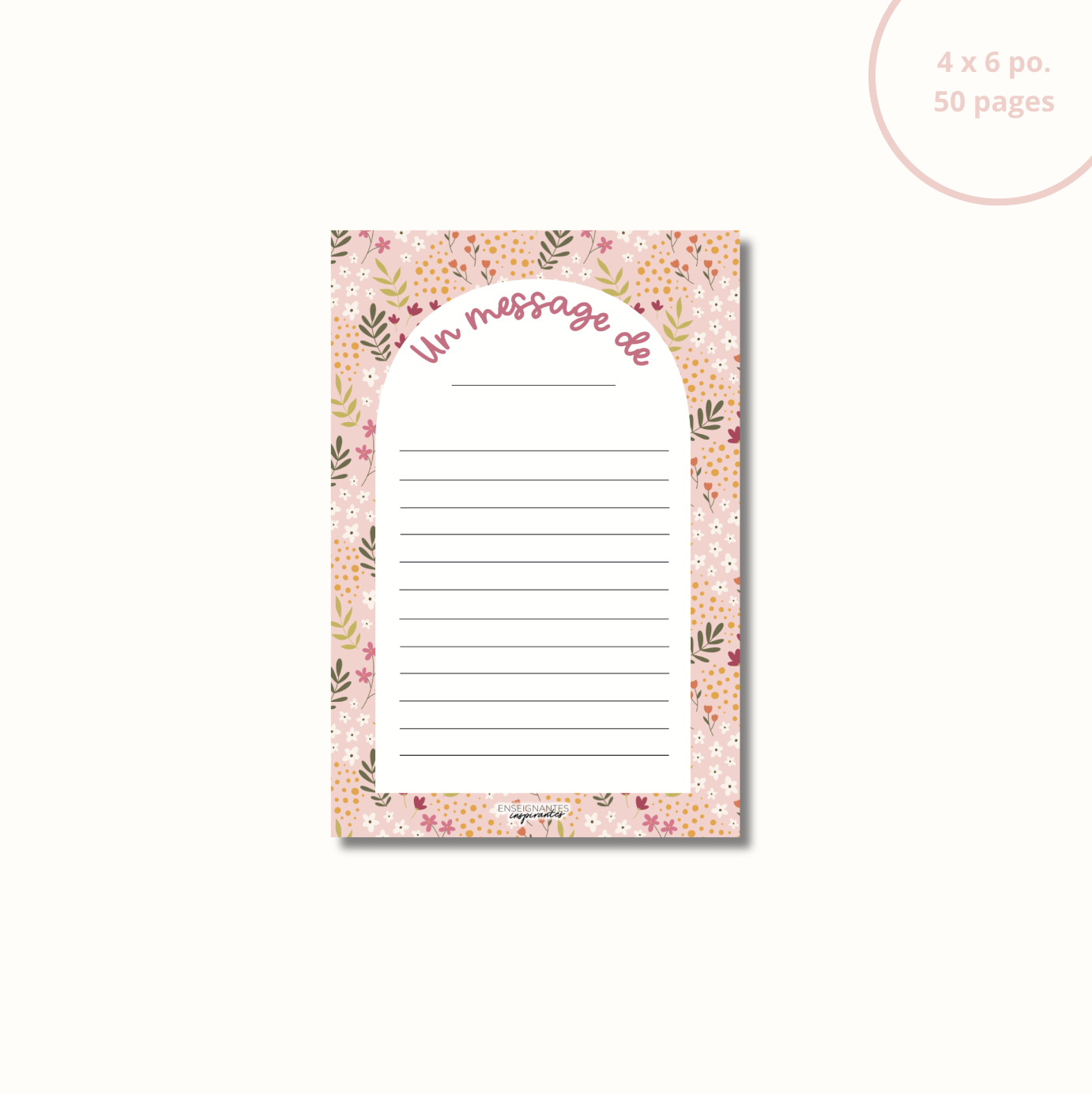 Image of Bloc-note - Un message de (Rose fleuri)