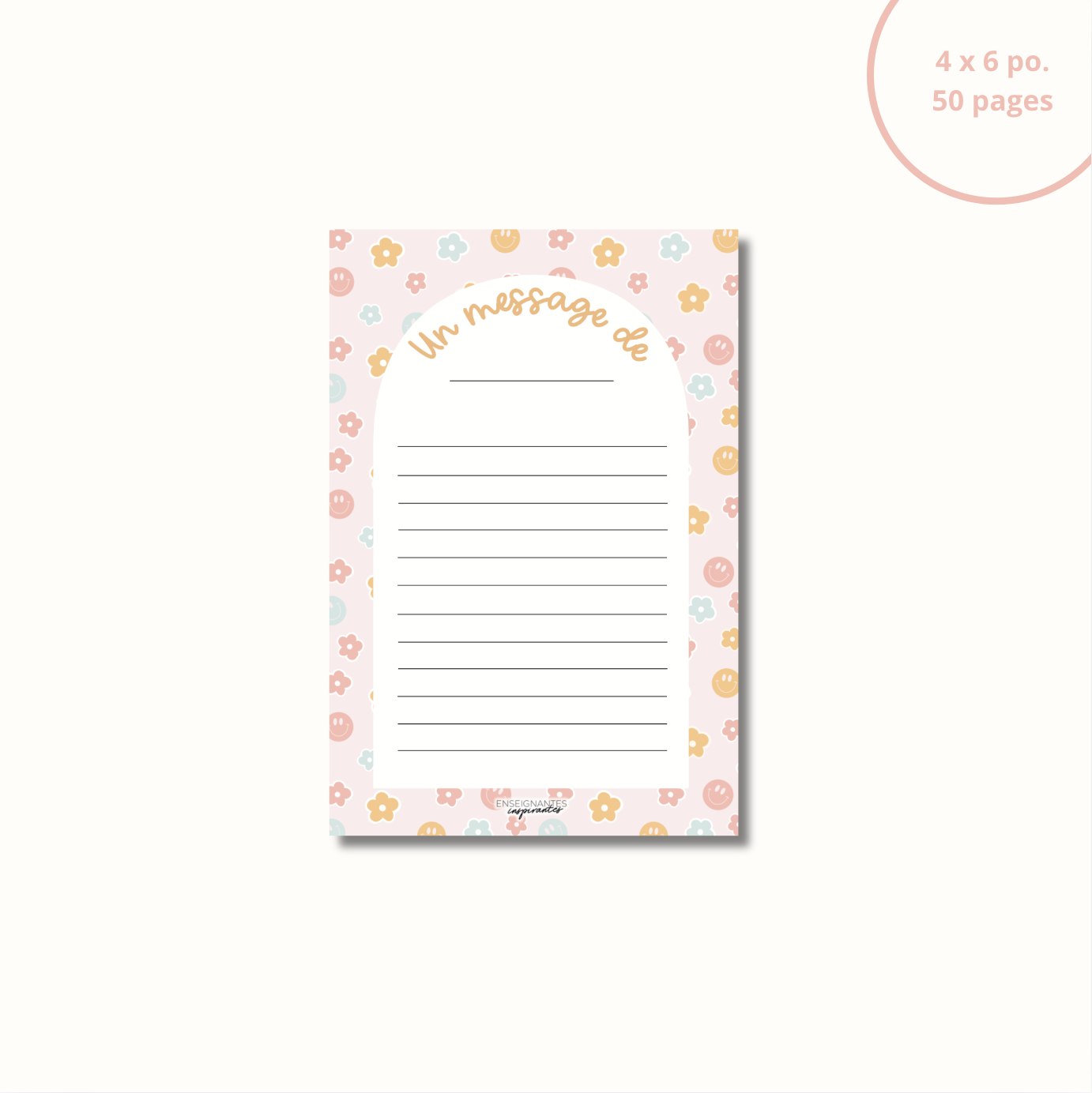 Bloc-note - Un message de (Sourires et fleurs pastels)
