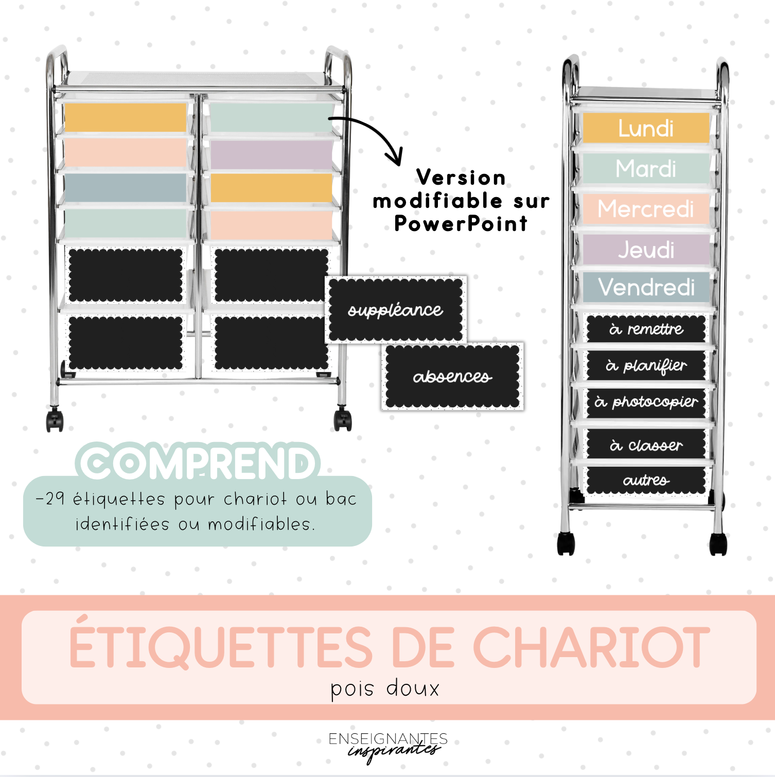 Étiquettes pour chariot